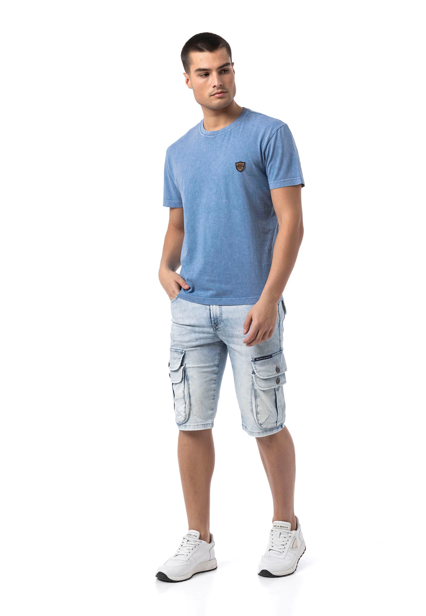 Cipo & Baxx QUAD Herren Kurze Jeans Denim Blau CK306