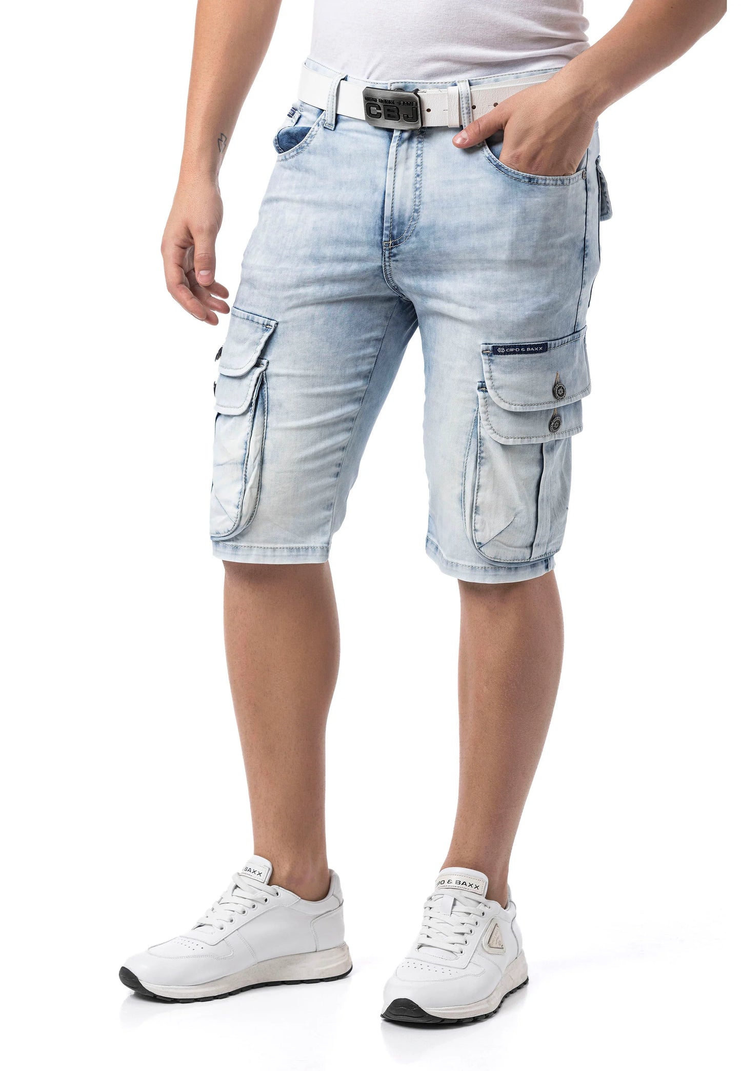 Cipo & Baxx QUAD Herren Kurze Jeans Denim Blau CK306