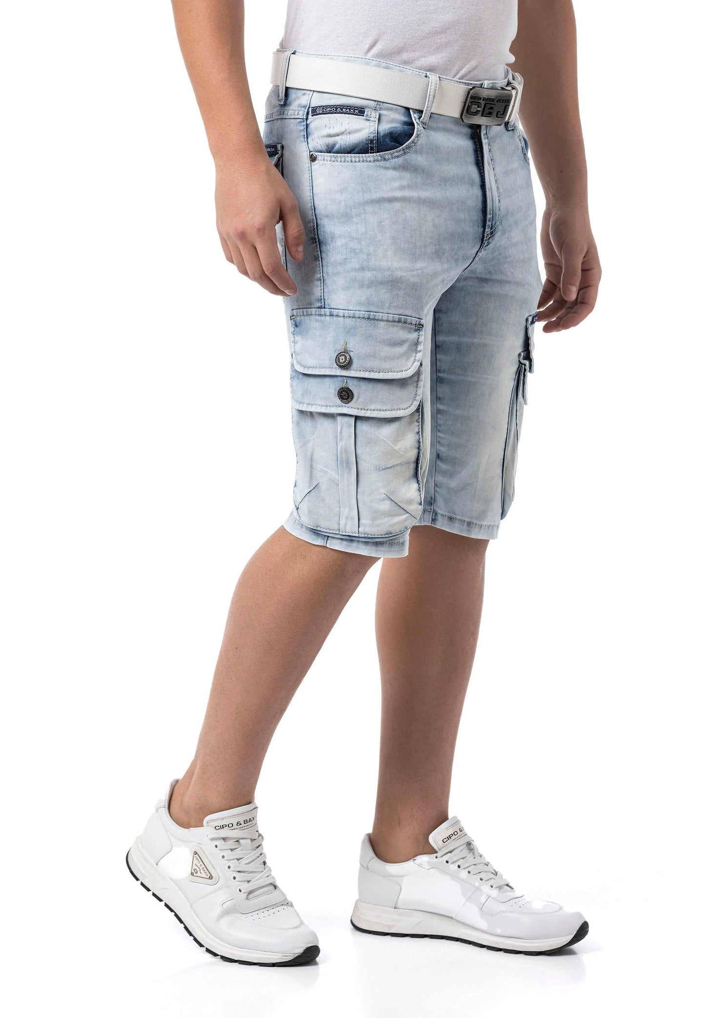 Cipo & Baxx QUAD Herren Kurze Jeans Denim Blau CK306