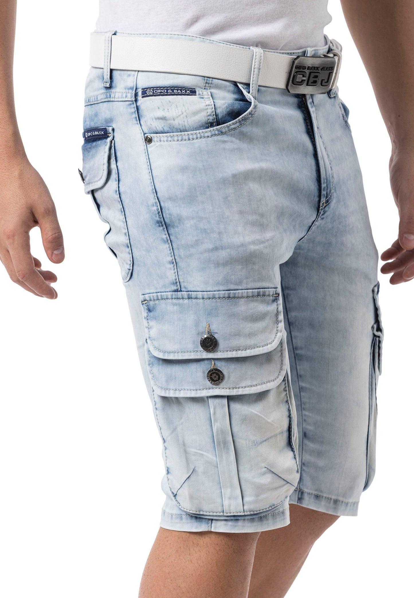Cipo & Baxx QUAD Herren Kurze Jeans Denim Blau CK306