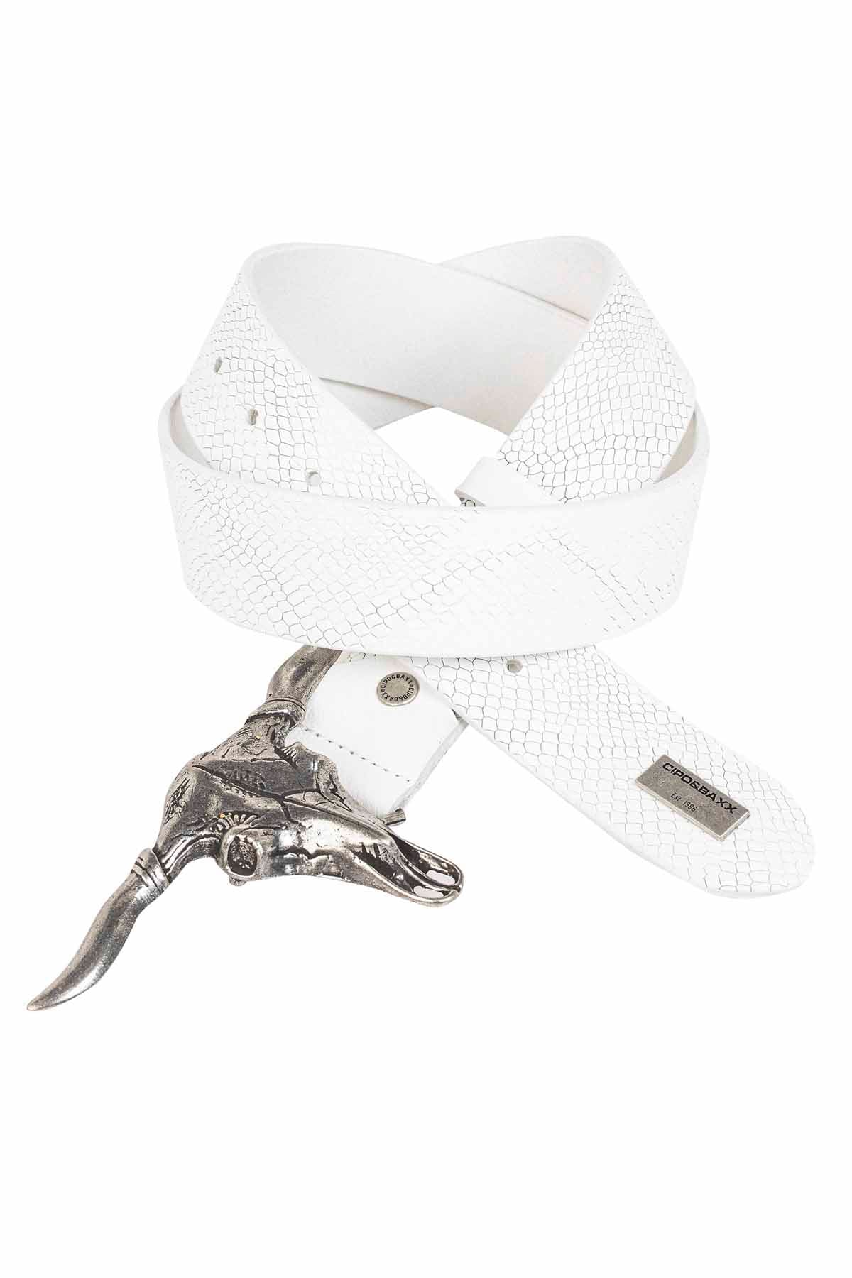Cipo & Baxx Herren Leder Gürtel CG199 weiss