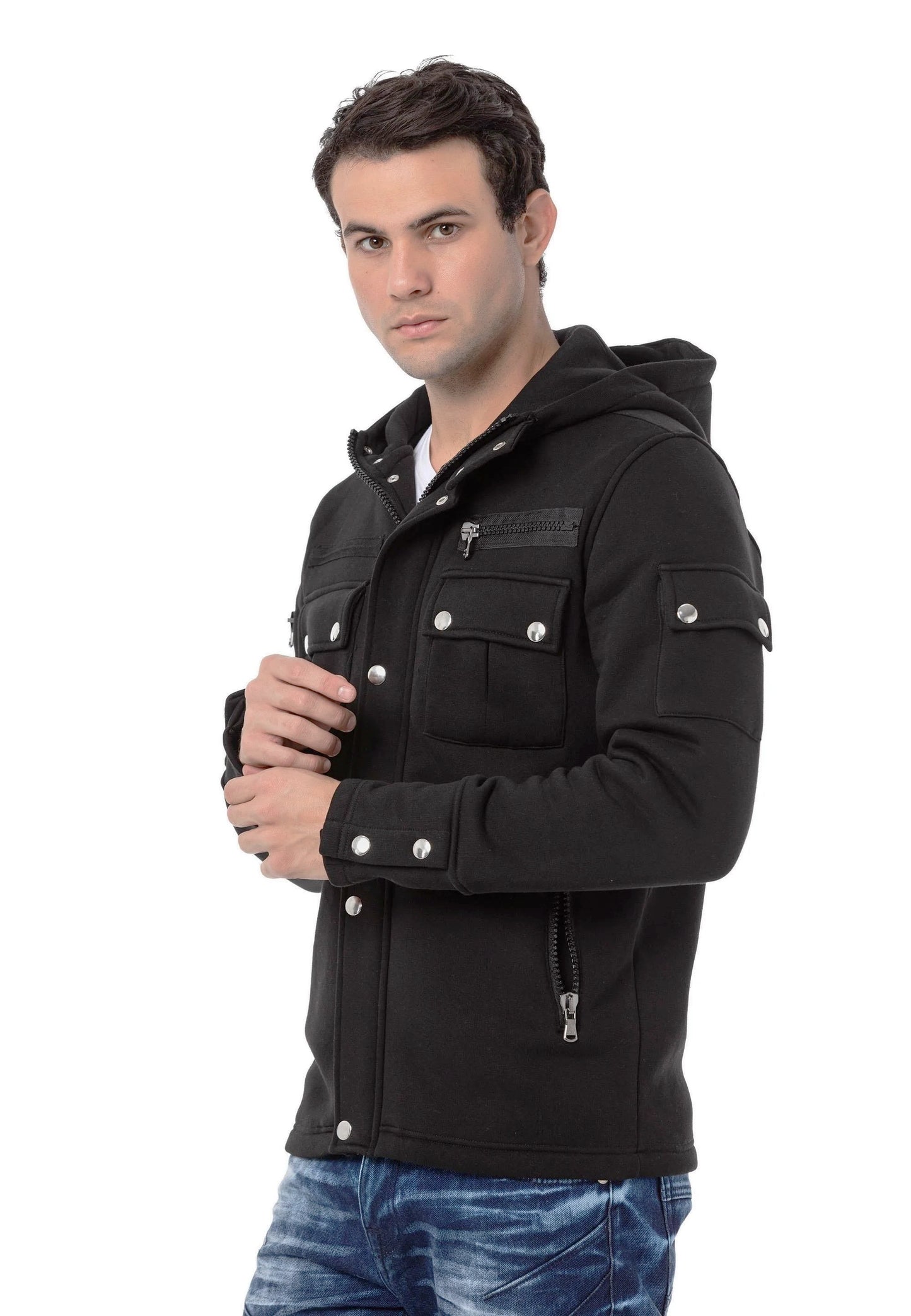 Cipo & Baxx GALLET Herren Jacke Kapuze Denim CL560