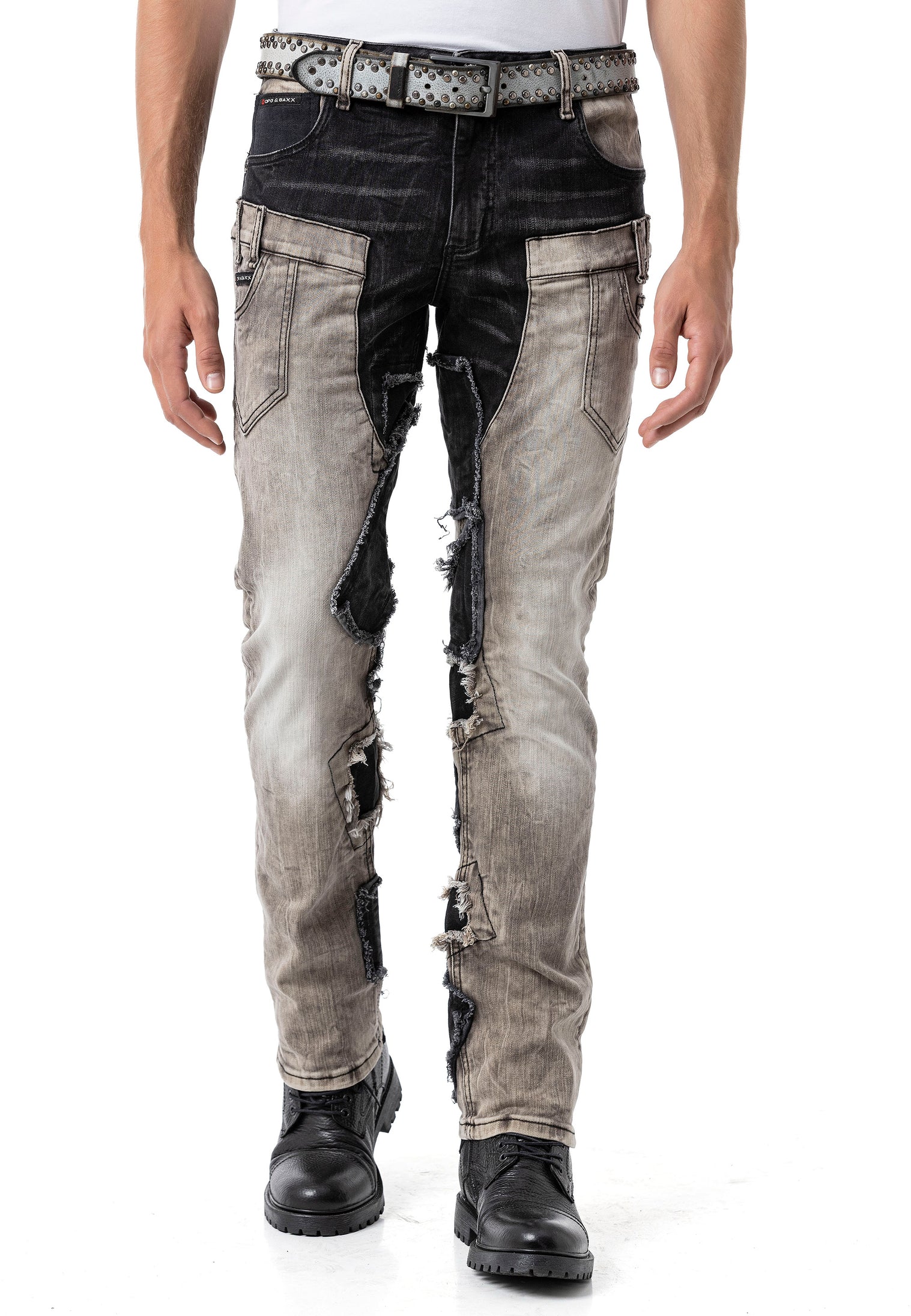 Cipo & Baxx Jeans da uomo rockig borchie Straight Fit Denim Pants Cipo & Baxx Jeans da uomo rockig borchie Straight Fit Denim Pants