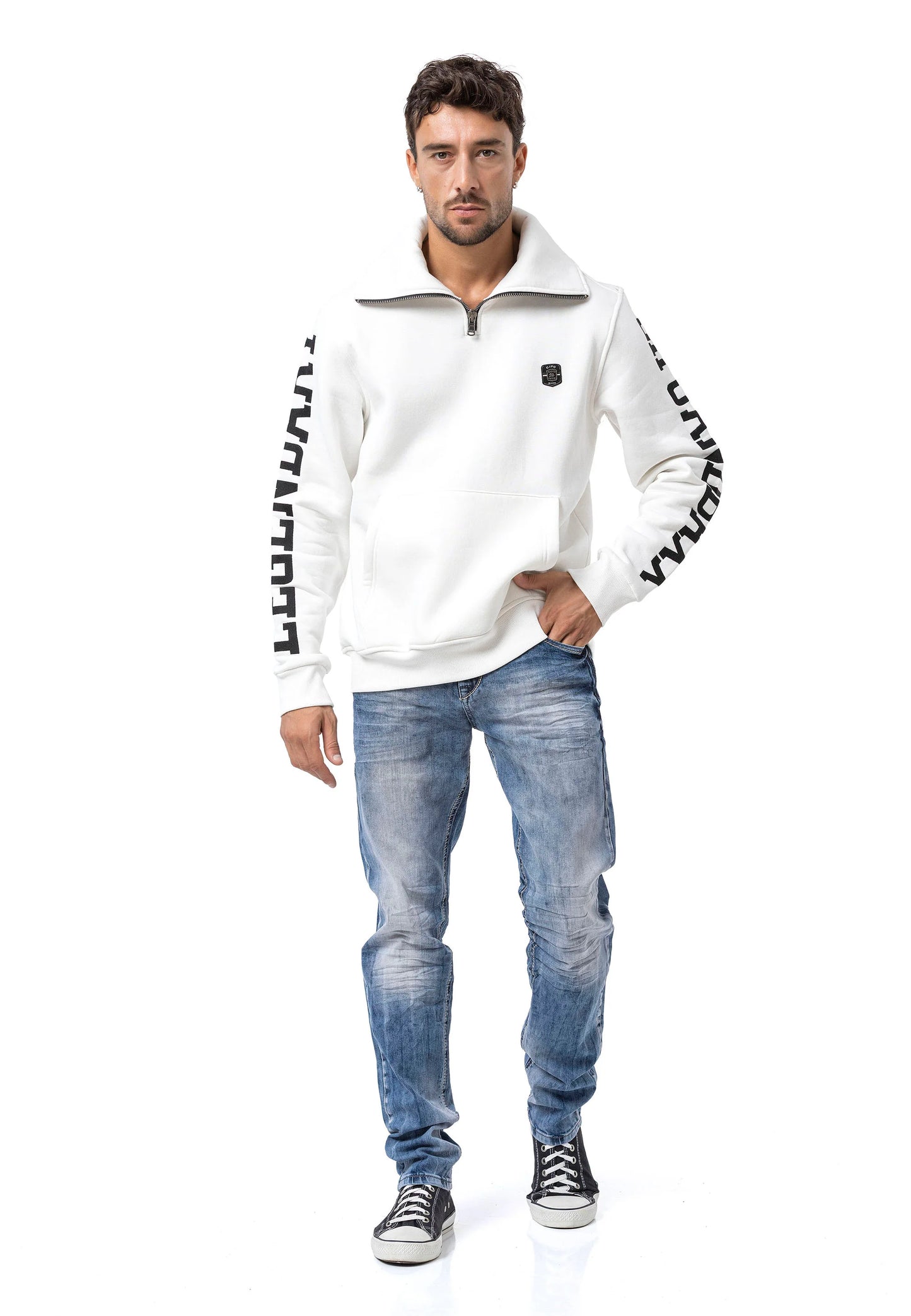 Cipo & Baxx COMOX Herren Kapuzen Hoodi Sweatshirt weiss CL605
