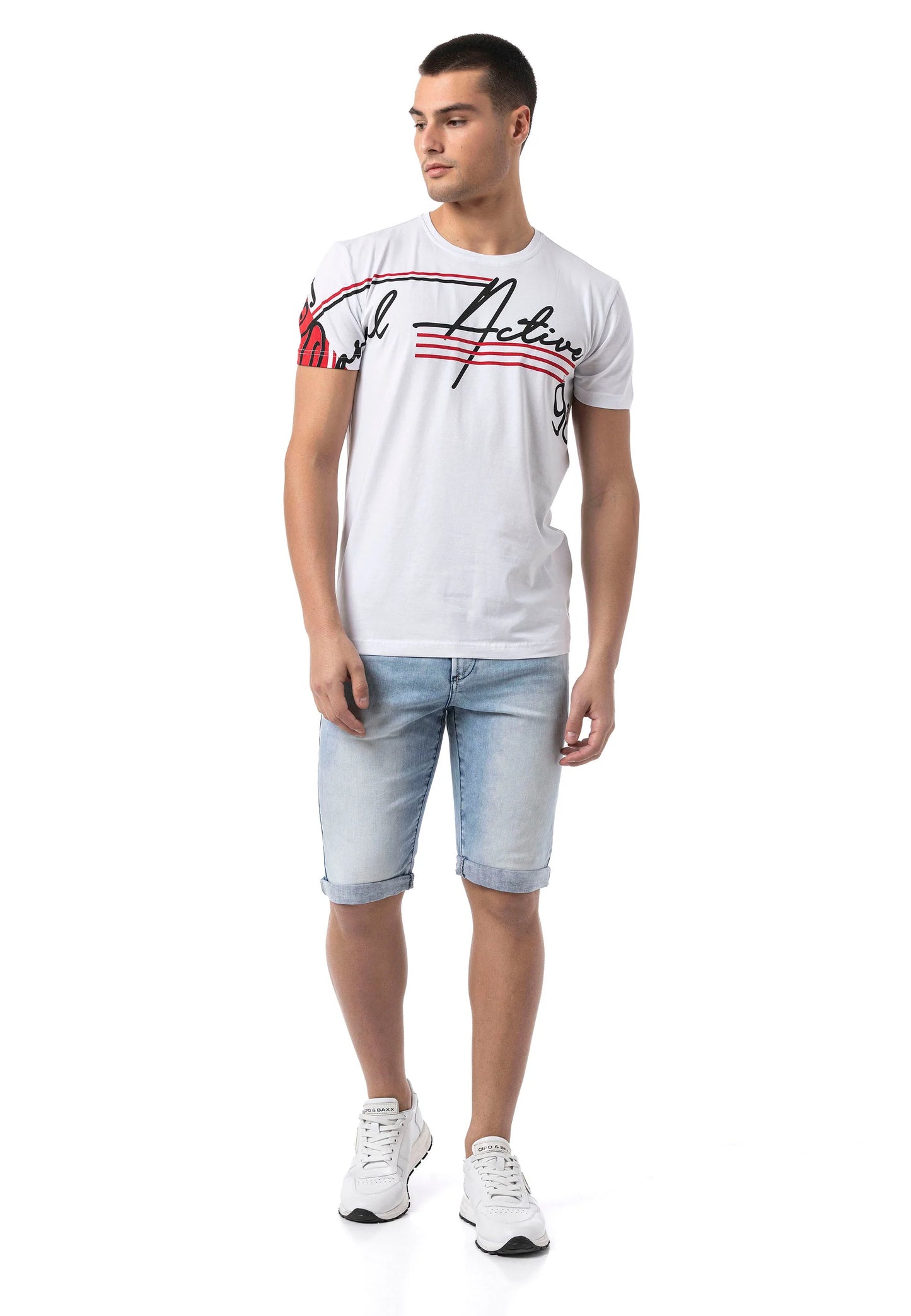 Cipo & Baxx ACTIVE Herren T-Shirt white CT796
