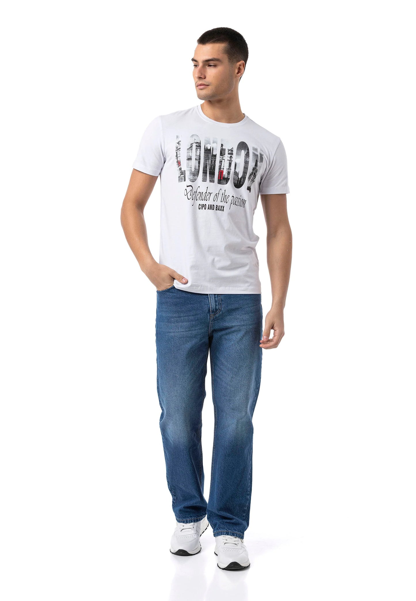 Cipo & Baxx LONDON Herren T-Shirt white CT826