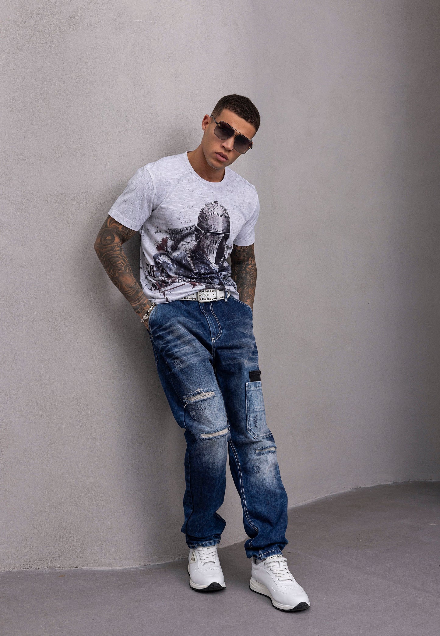 Cipo & Baxx DUEL Herren T-Shirt white CT828