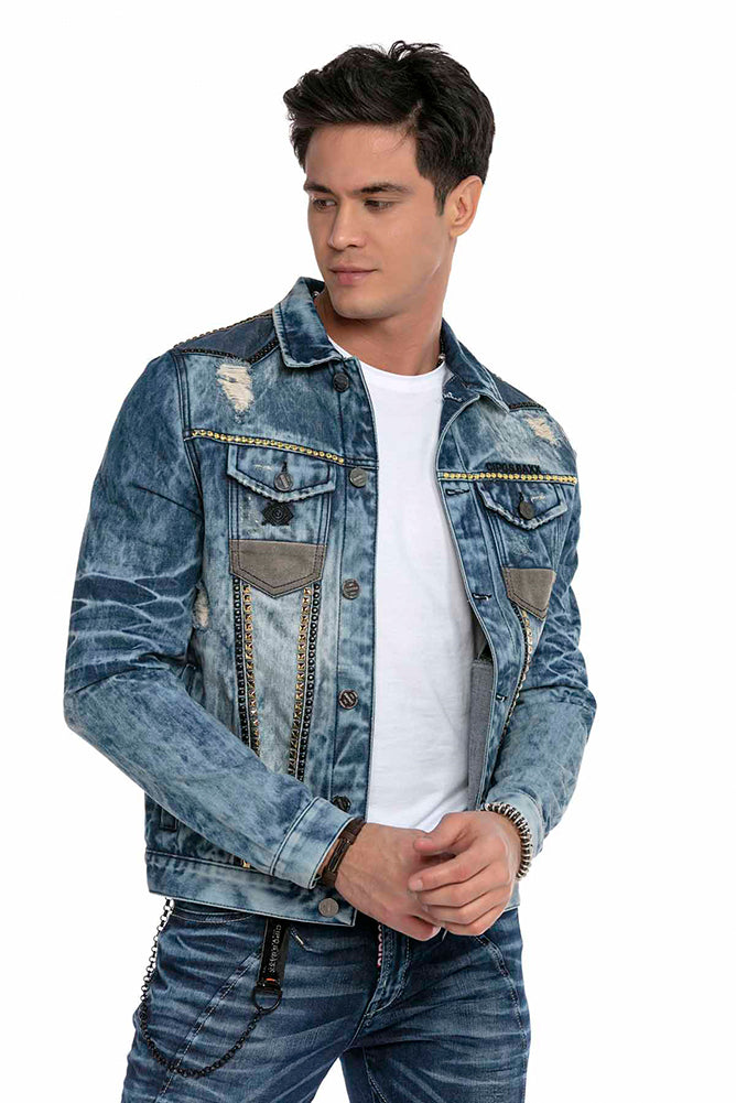 Cipo & Baxx DAYTONA Men's Biker Jeans Jacket Denim CJ264