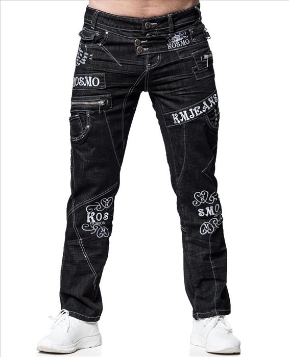 KOSMO LUPO Herren Jeans Hose Black Club Denim Stretch Japan Style - Foto 3