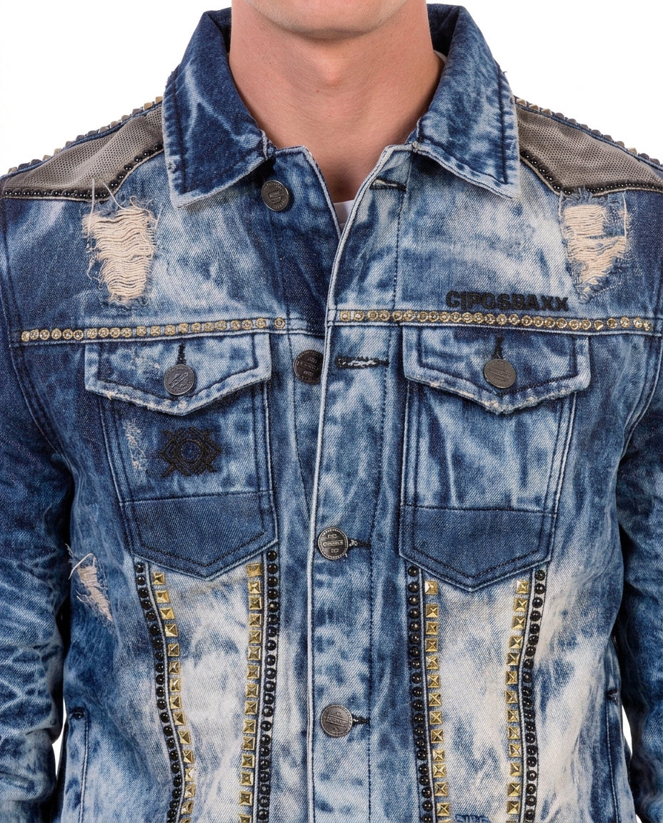 Cipo & Baxx DAYTONA Herren Biker Jeans Jacke Denim CJ264 - Persvision