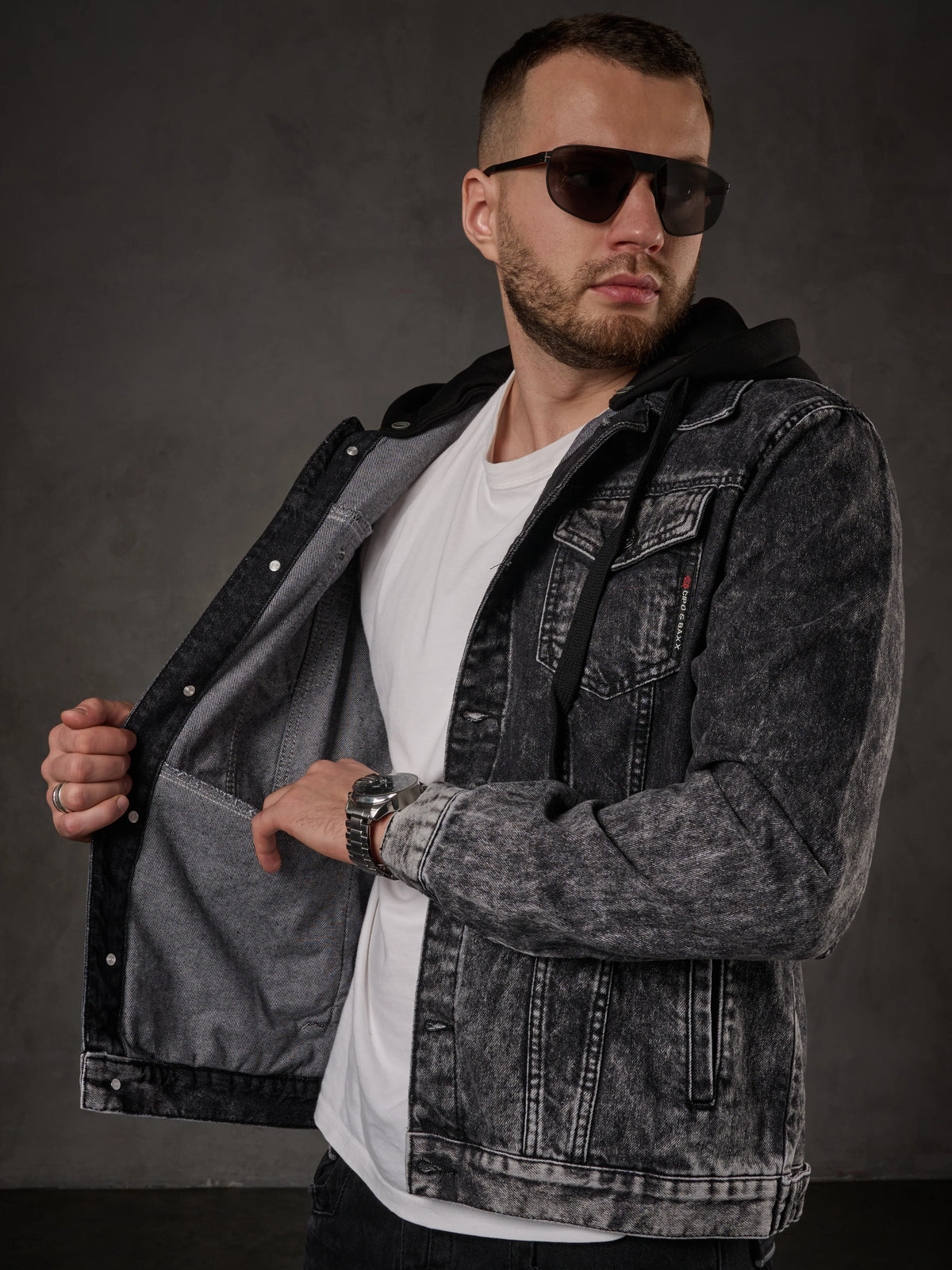 Cipo & Baxx SIMBA Herren Jeans Jacke Kapuze Denim CJ301 - Persvision