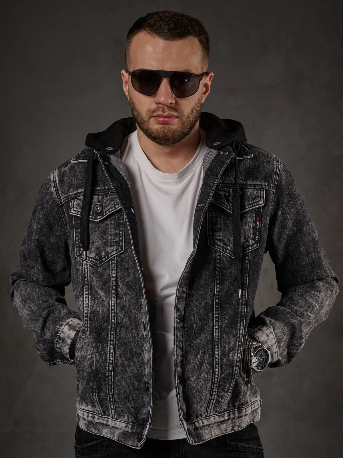 Cipo & Baxx SIMBA Herren Jeans Jacke Kapuze Denim CJ301 - Persvision