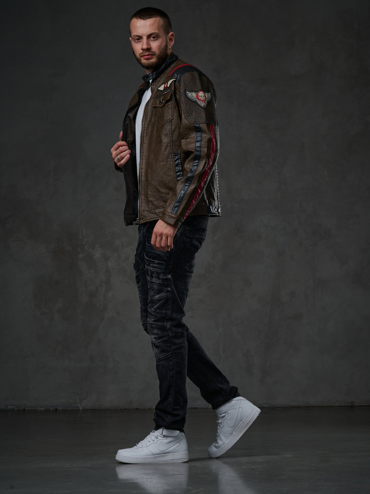 Cipo & Baxx Men's Biker Leather Jacket TROPI CJ304