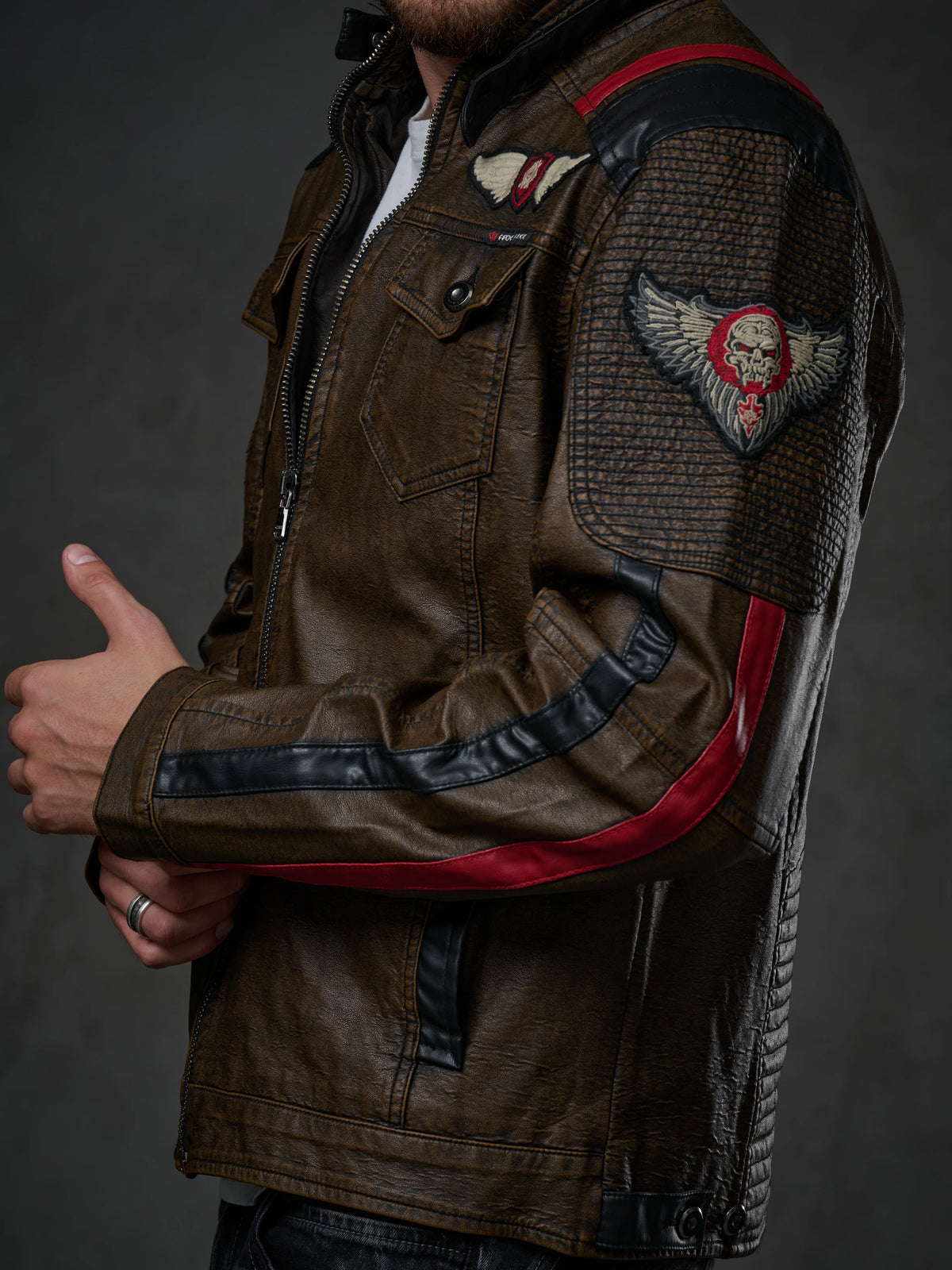 Cipo & Baxx Men's Biker Leather Jacket TROPI CJ304