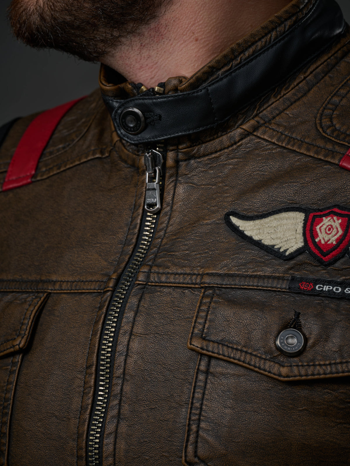 Cipo & Baxx Men's Biker Leather Jacket TROPI CJ304