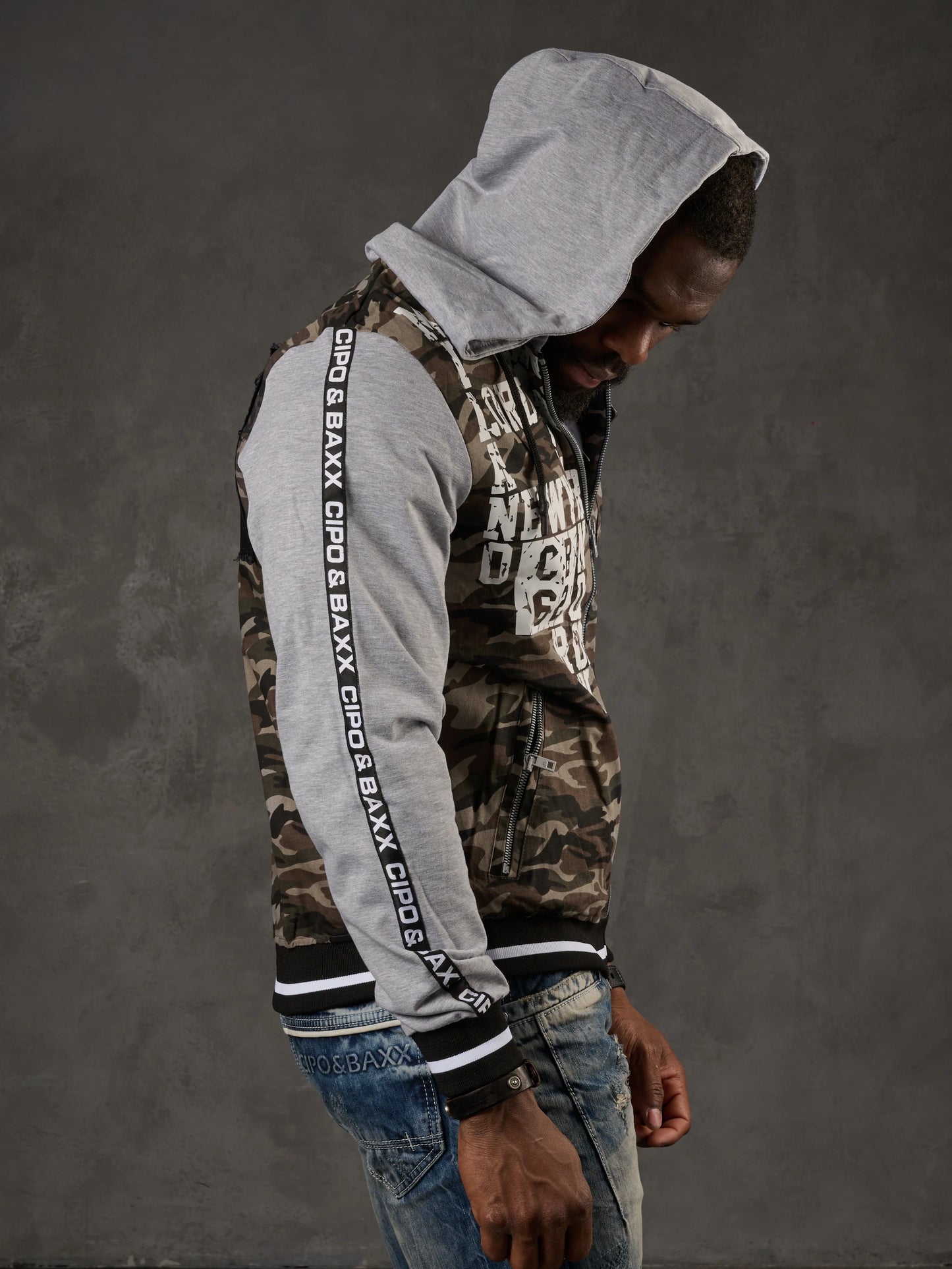 Cipo & Baxx DIPRO Herren Jacke Weste Denim Hoodie CJ215
