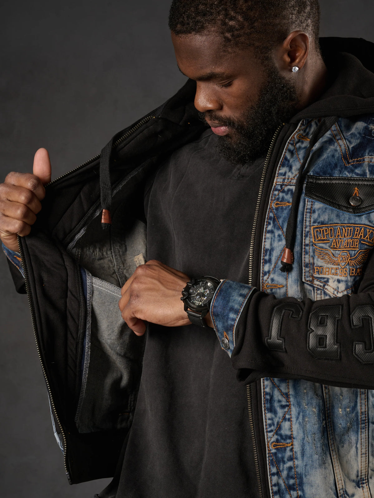 Cipo & Baxx HARTFORD Herren Jeans Jacke Weste Denim Hoodie CJ309 - Persvision