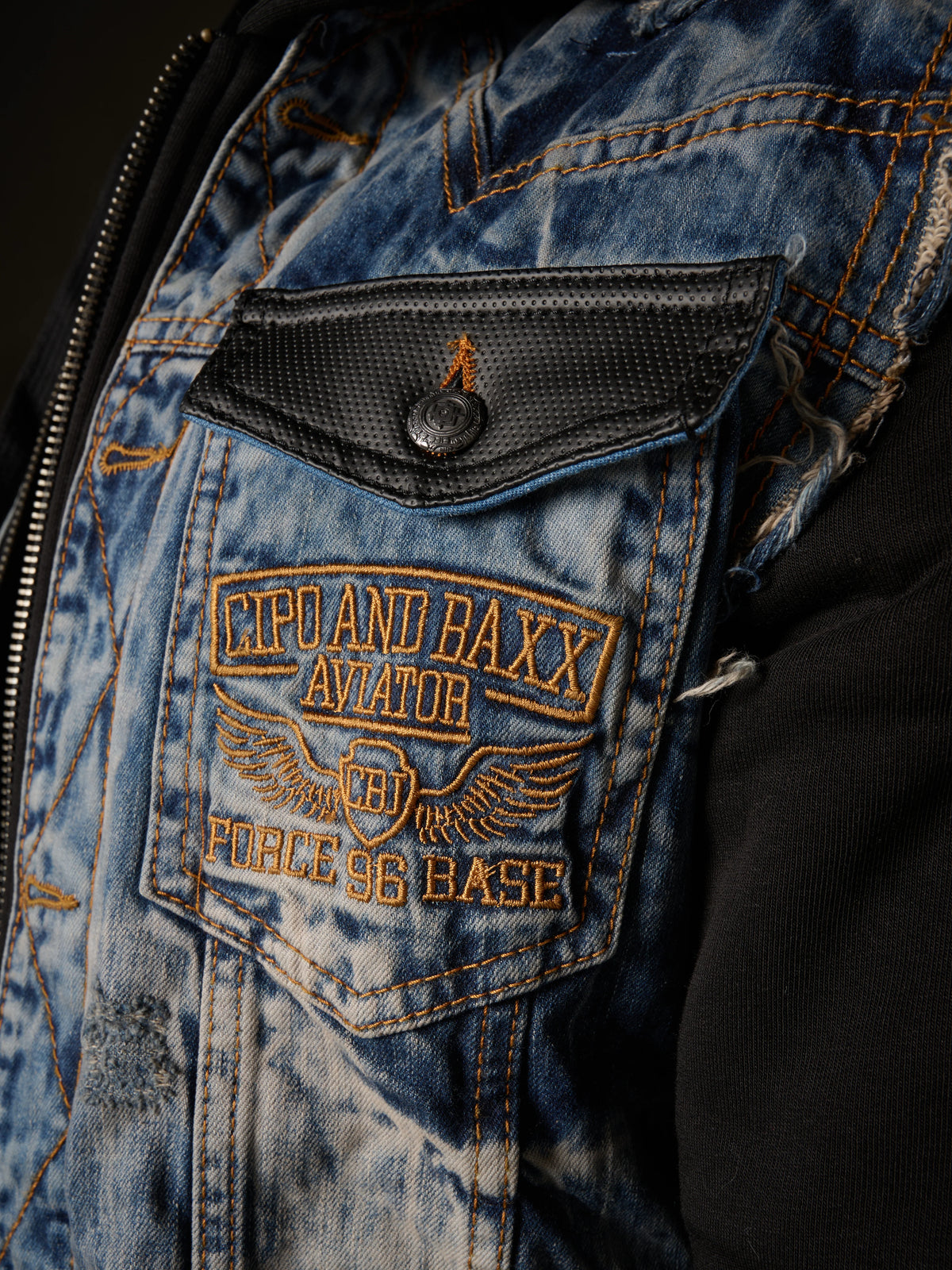 Cipo & Baxx HARTFORD Herren Jeans Jacke Weste Denim Hoodie CJ309 - Persvision