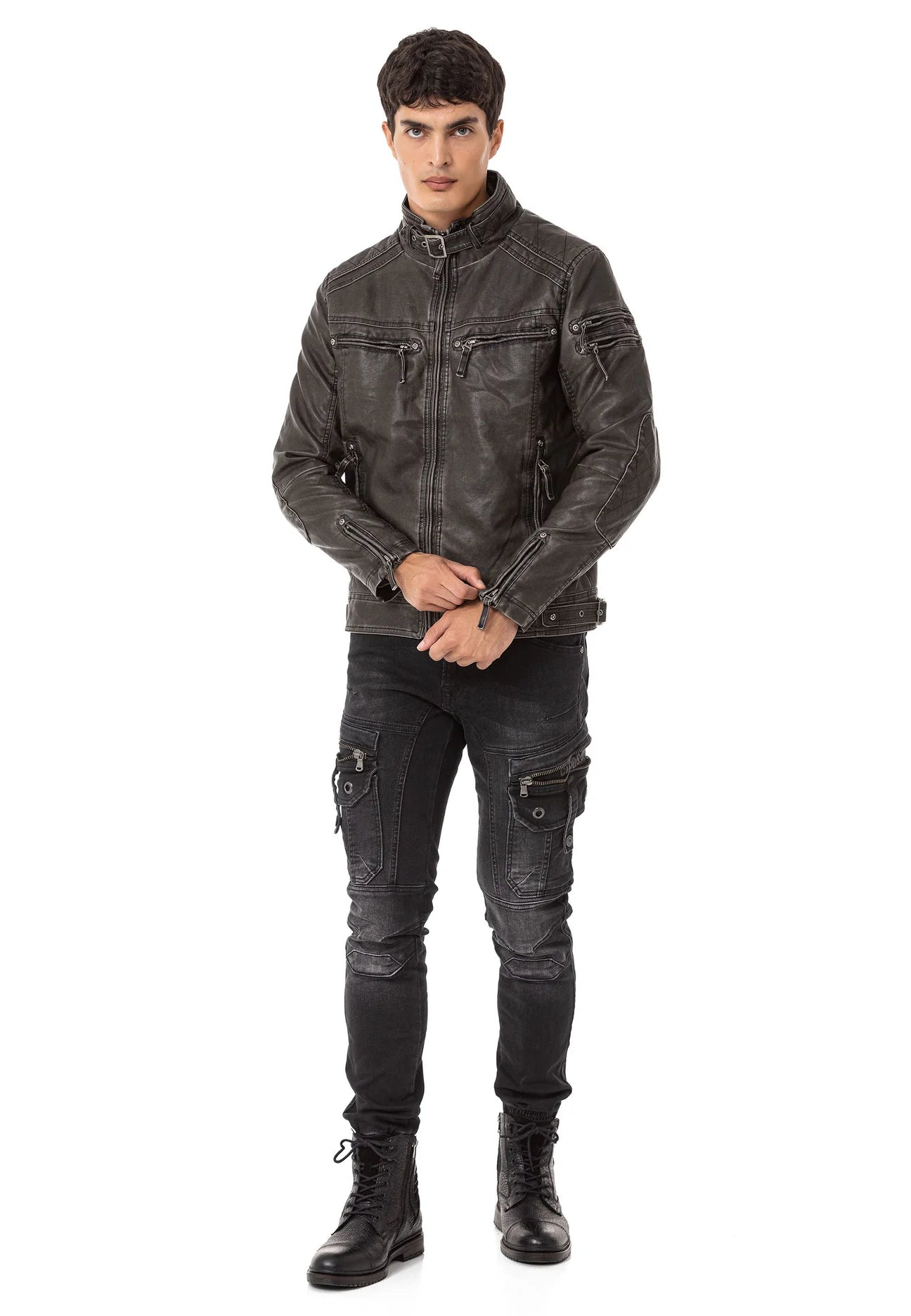 Cipo & Baxx ONYX Herren Biker Leder Jacke CM223