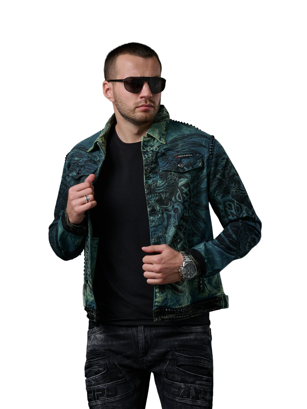 Cipo & Baxx CHRISTOPHER Herren Biker Jeans Jacke Denim CJ272 - Persvision