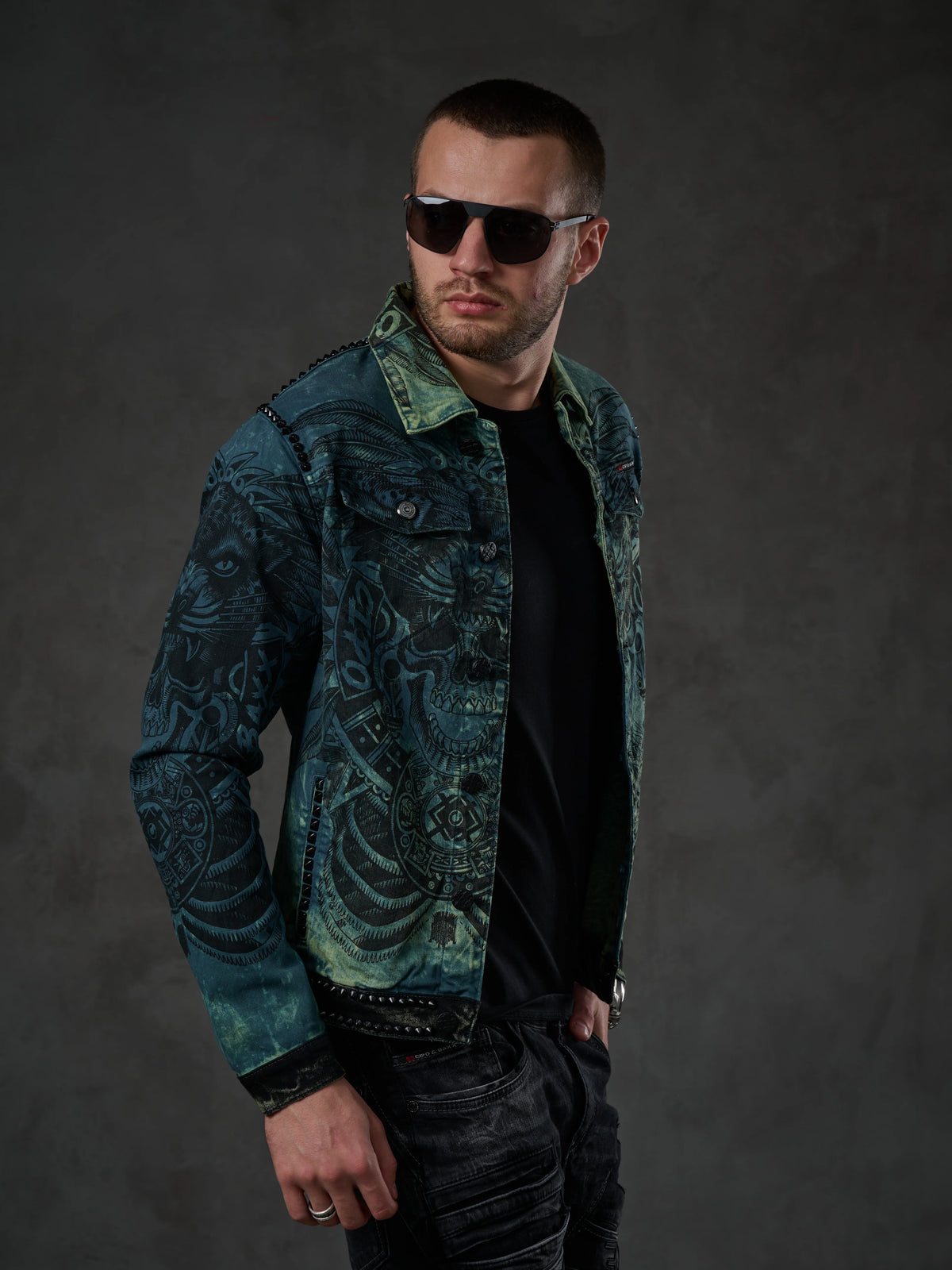 Cipo & Baxx CHRISTOPHER Herren Biker Jeans Jacke Denim CJ272 - Persvision