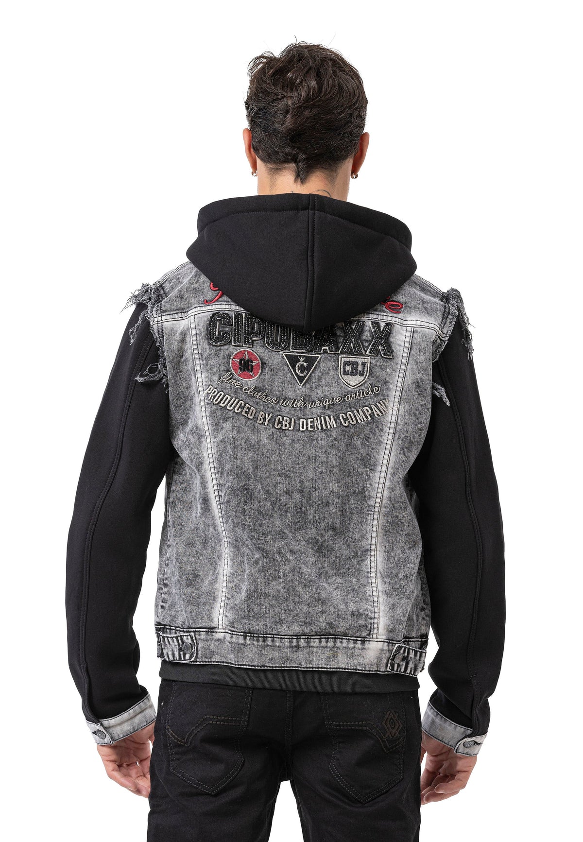 Cipo & Baxx Herren Jeansjacke DIVISION grey Weste Denim Hoodie CJ287