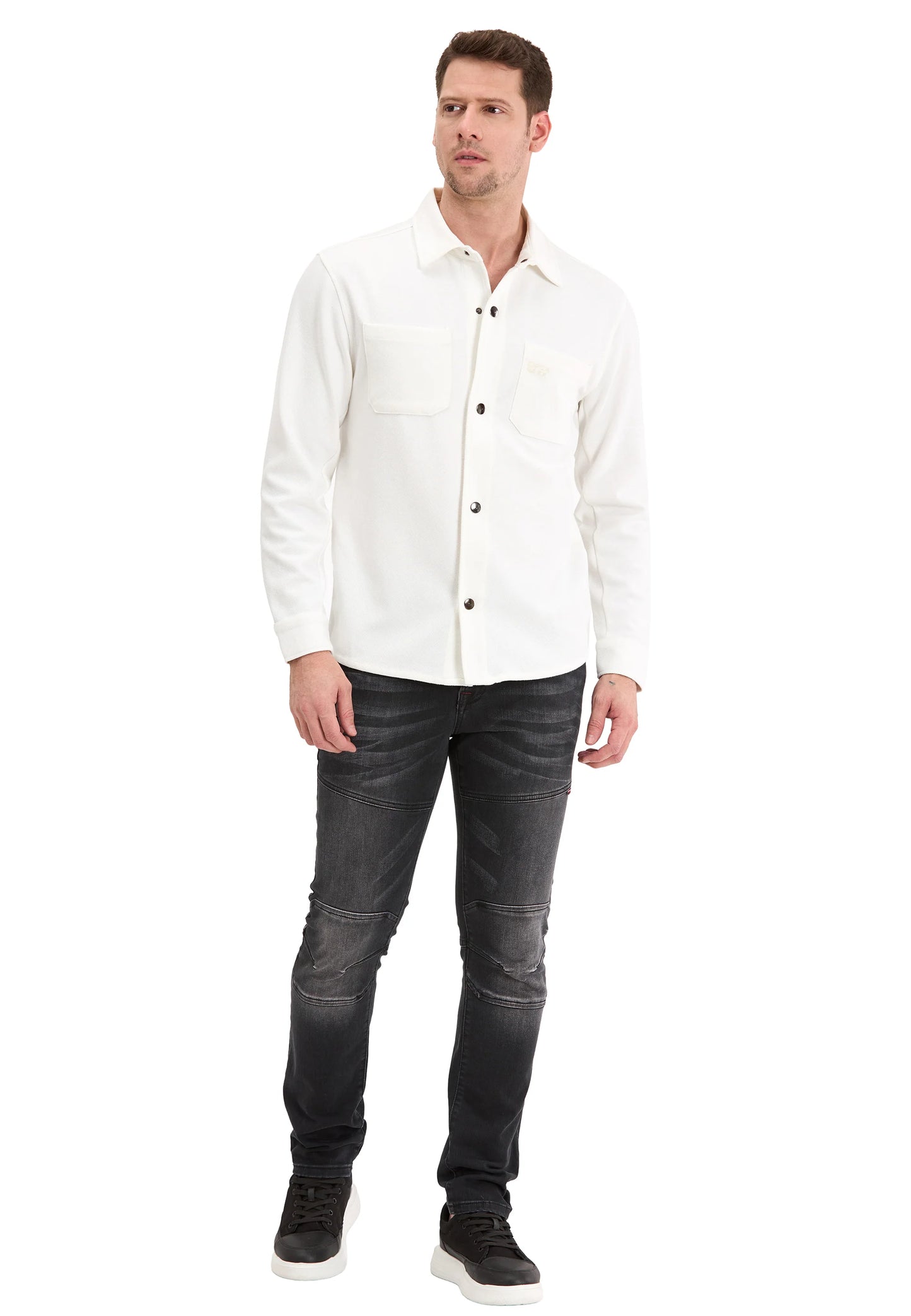 Cipo & Baxx VOLKAN Herren Sweatshirt Hemd weiss CL606