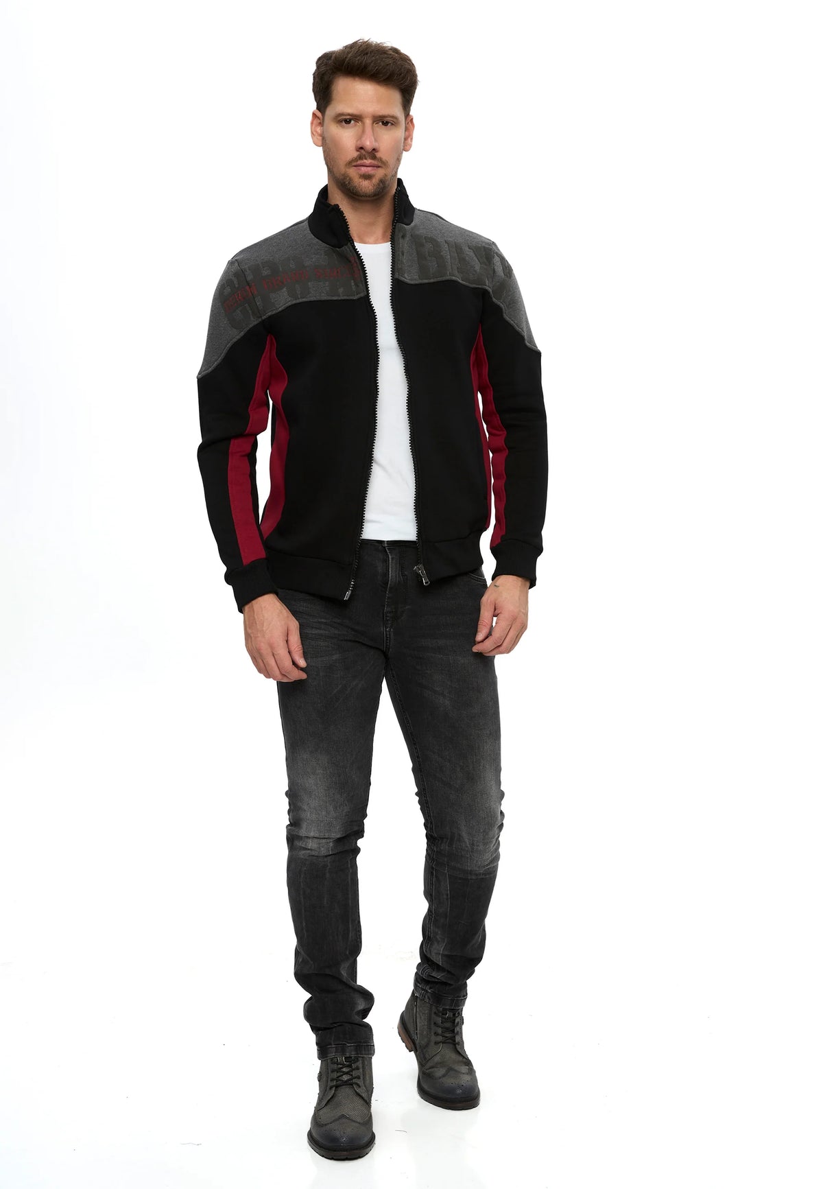 Cipo & Baxx Herren Sweatjacke NEIL CL613 mit Stehkragen