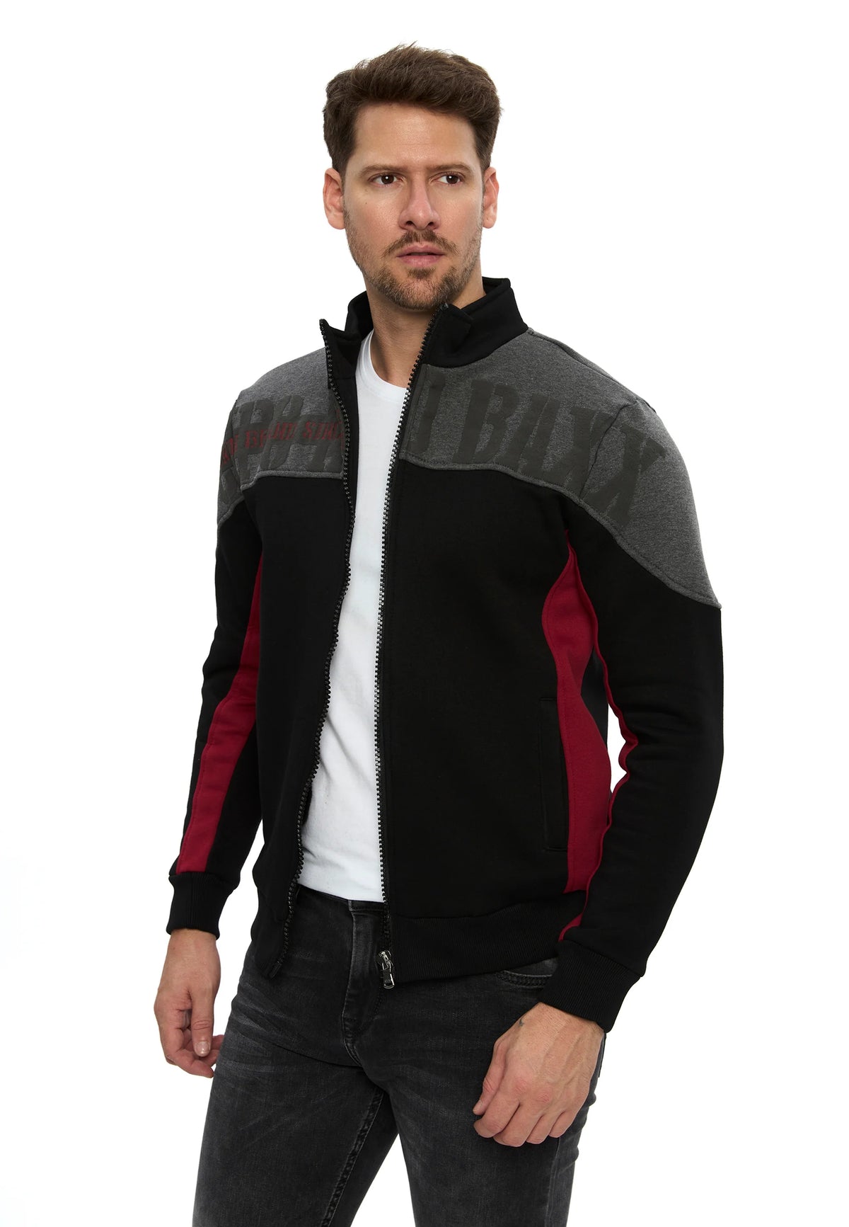 Cipo & Baxx Herren Sweatjacke NEIL CL613 mit Stehkragen