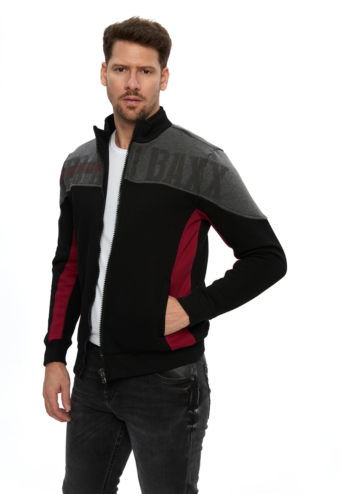 Cipo & Baxx Herren Sweatjacke NEIL CL613 mit Stehkragen