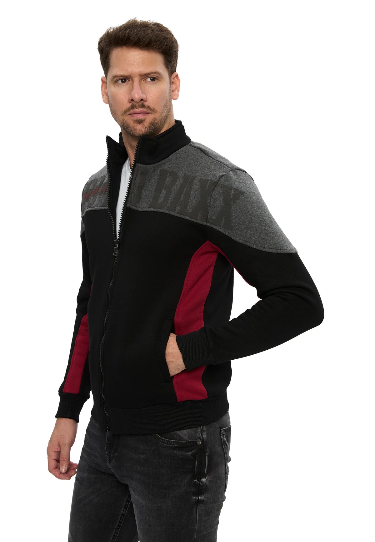 Cipo & Baxx Herren Sweatjacke NEIL CL613 mit Stehkragen
