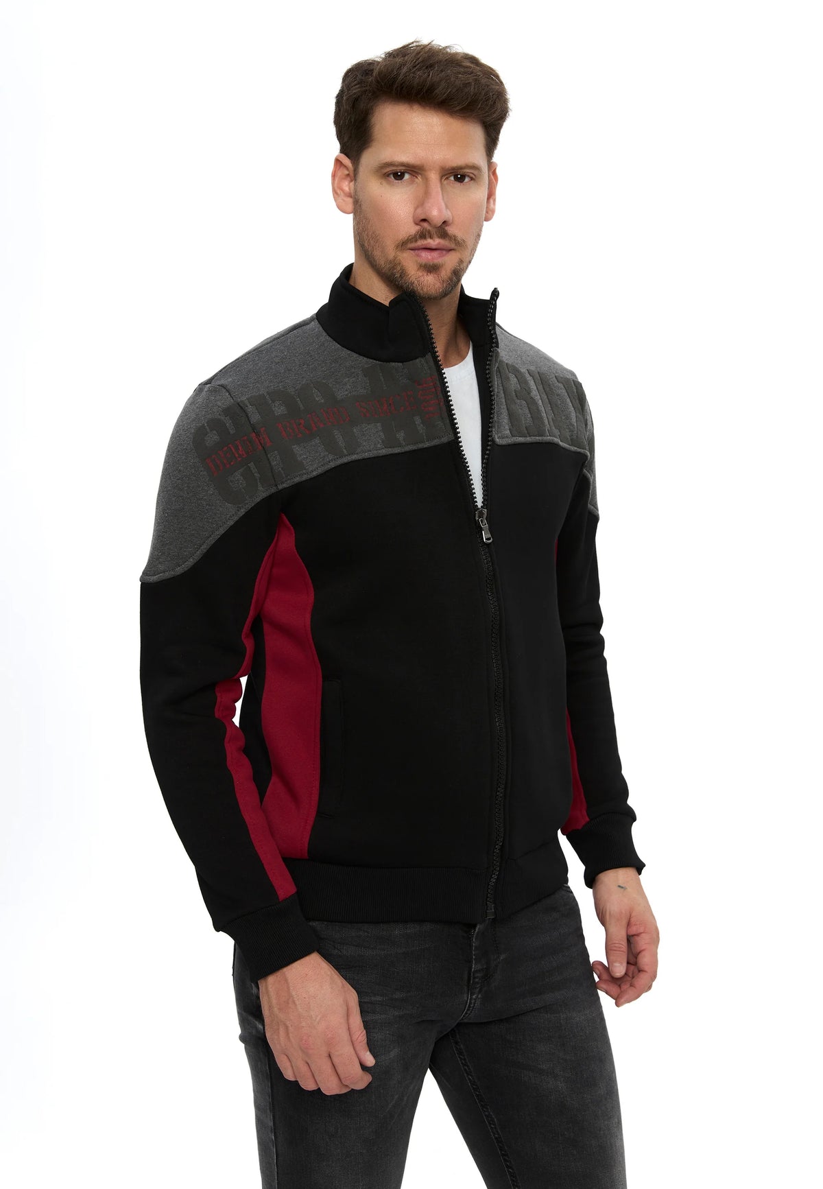 Cipo & Baxx Herren Sweatjacke NEIL CL613 mit Stehkragen