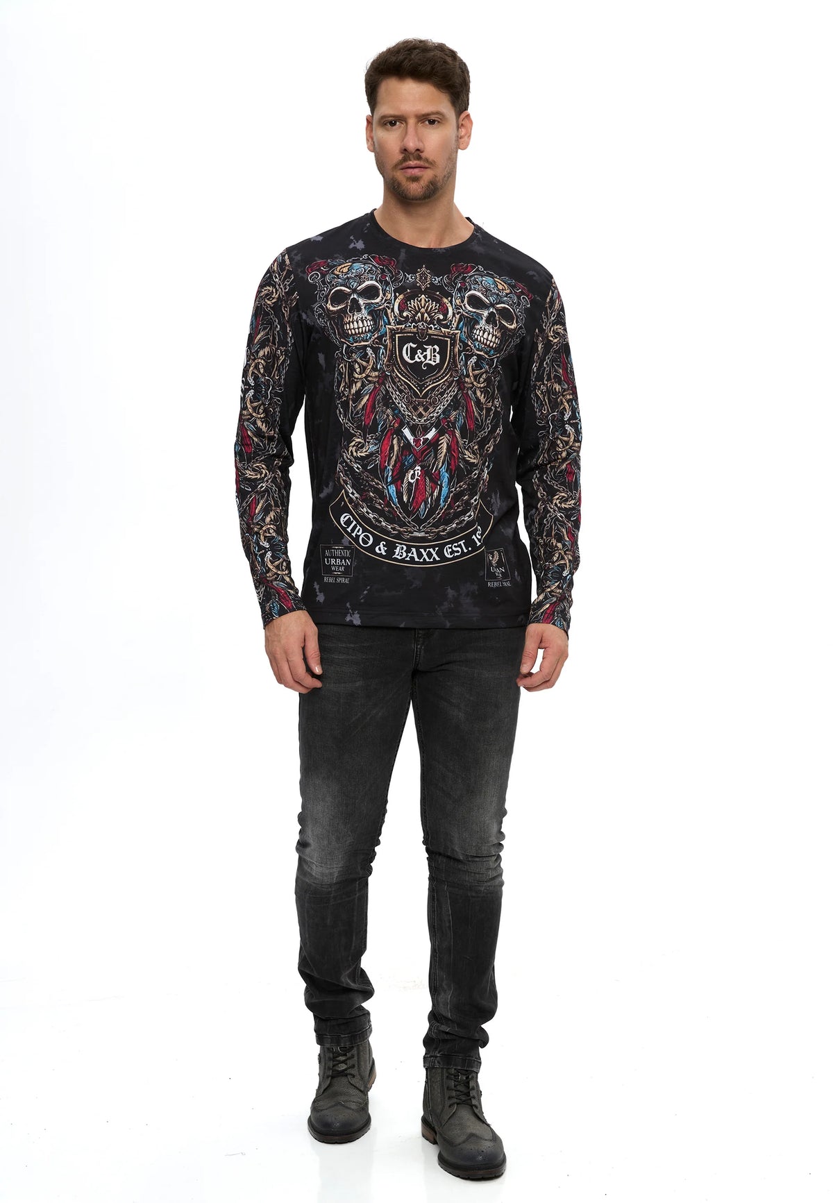 Cipo & Baxx Herren Langarmshirt FAUSTINO CL616