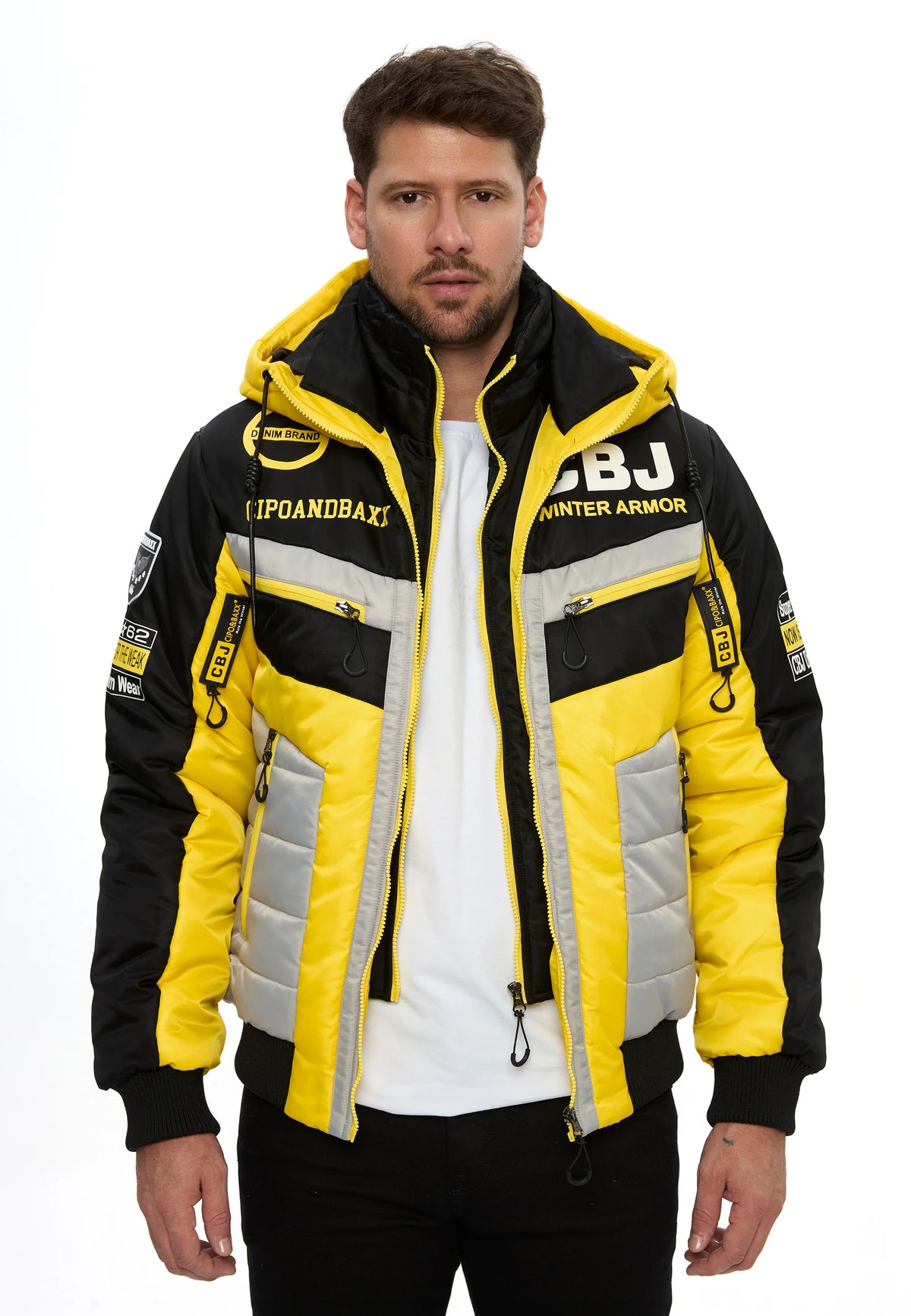Cipo & Baxx AVIVUS Herren Bomberjacke Kapuze gelb CM234