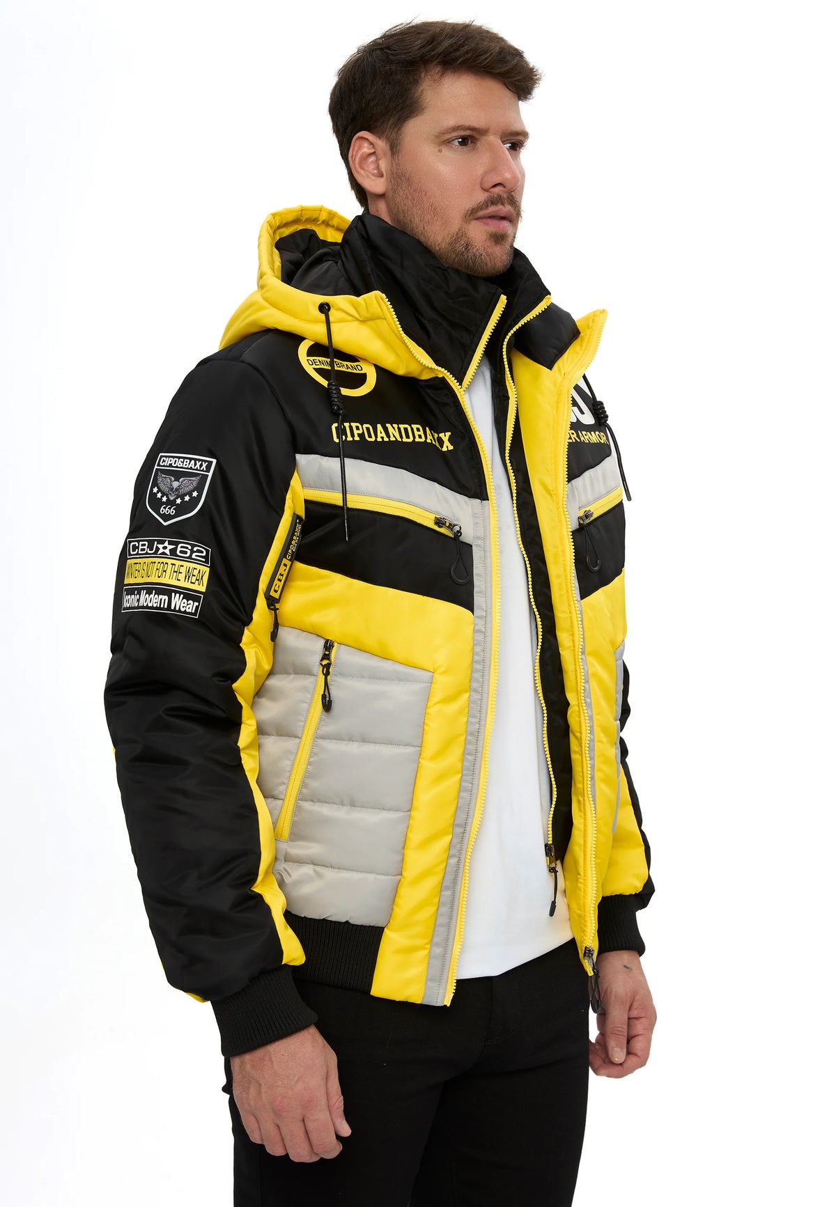 Cipo & Baxx AVIVUS Herren Bomberjacke Kapuze gelb CM234