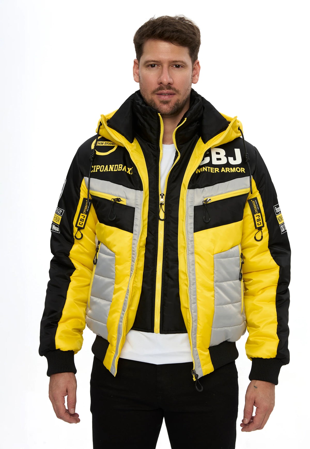 Cipo & Baxx AVIVUS Herren Bomberjacke Kapuze gelb CM234