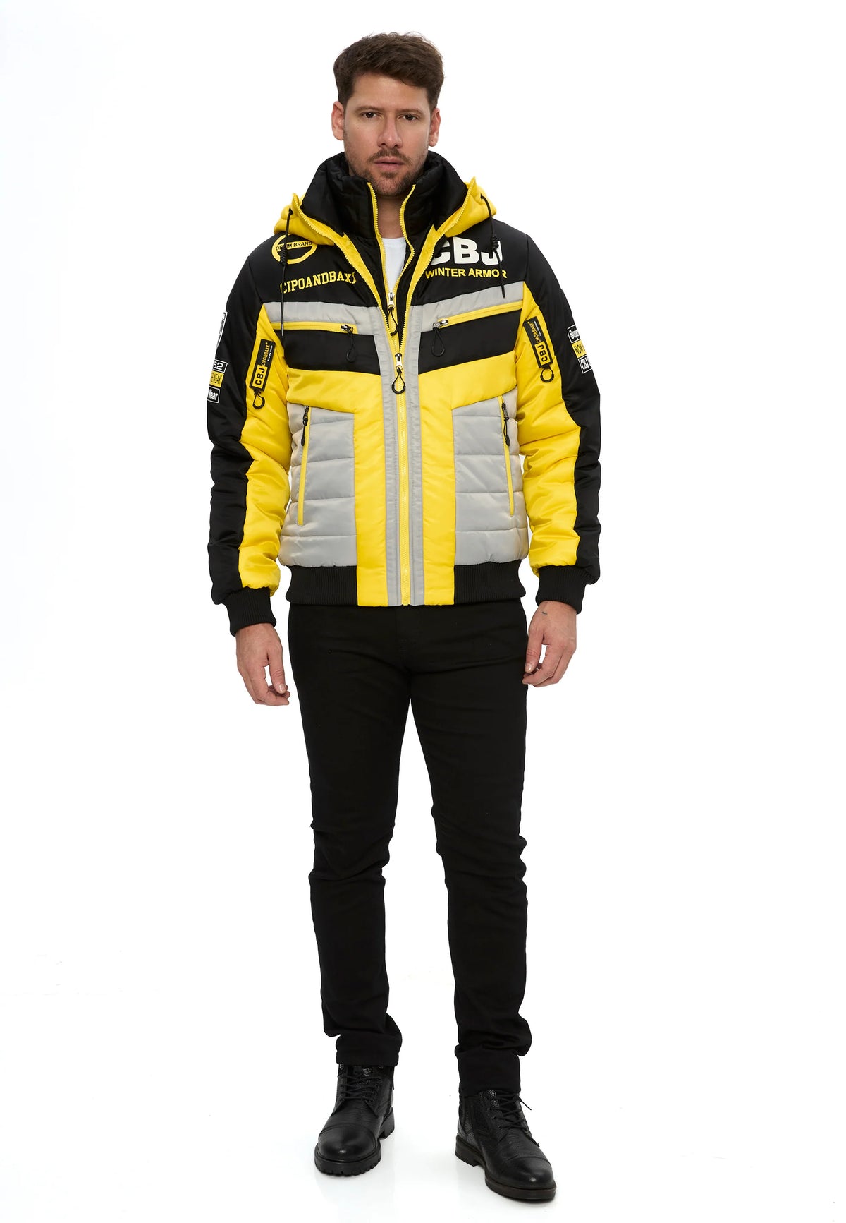 Cipo & Baxx AVIVUS Herren Bomberjacke Kapuze gelb CM234