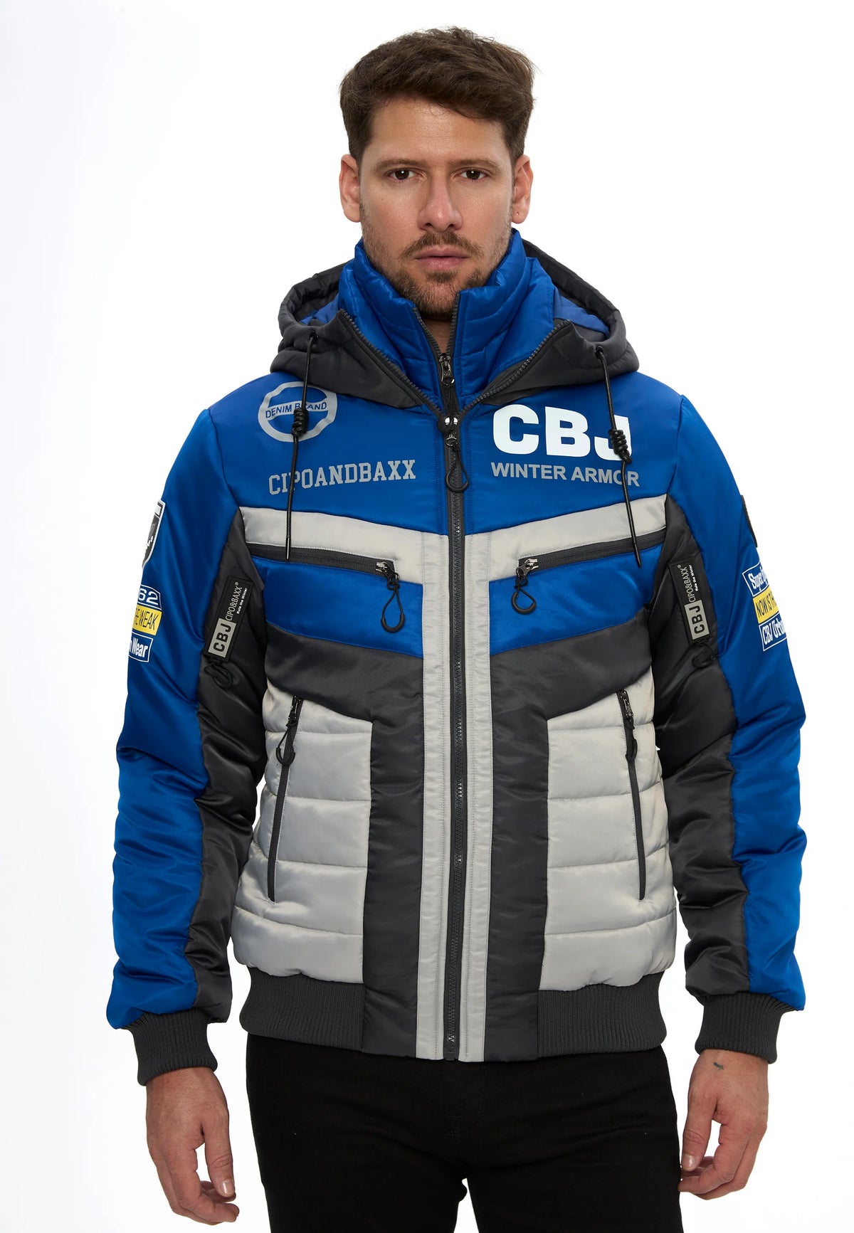 Cipo & Baxx AVIVUS Herren Bomberjacke Kapuze blau CM234