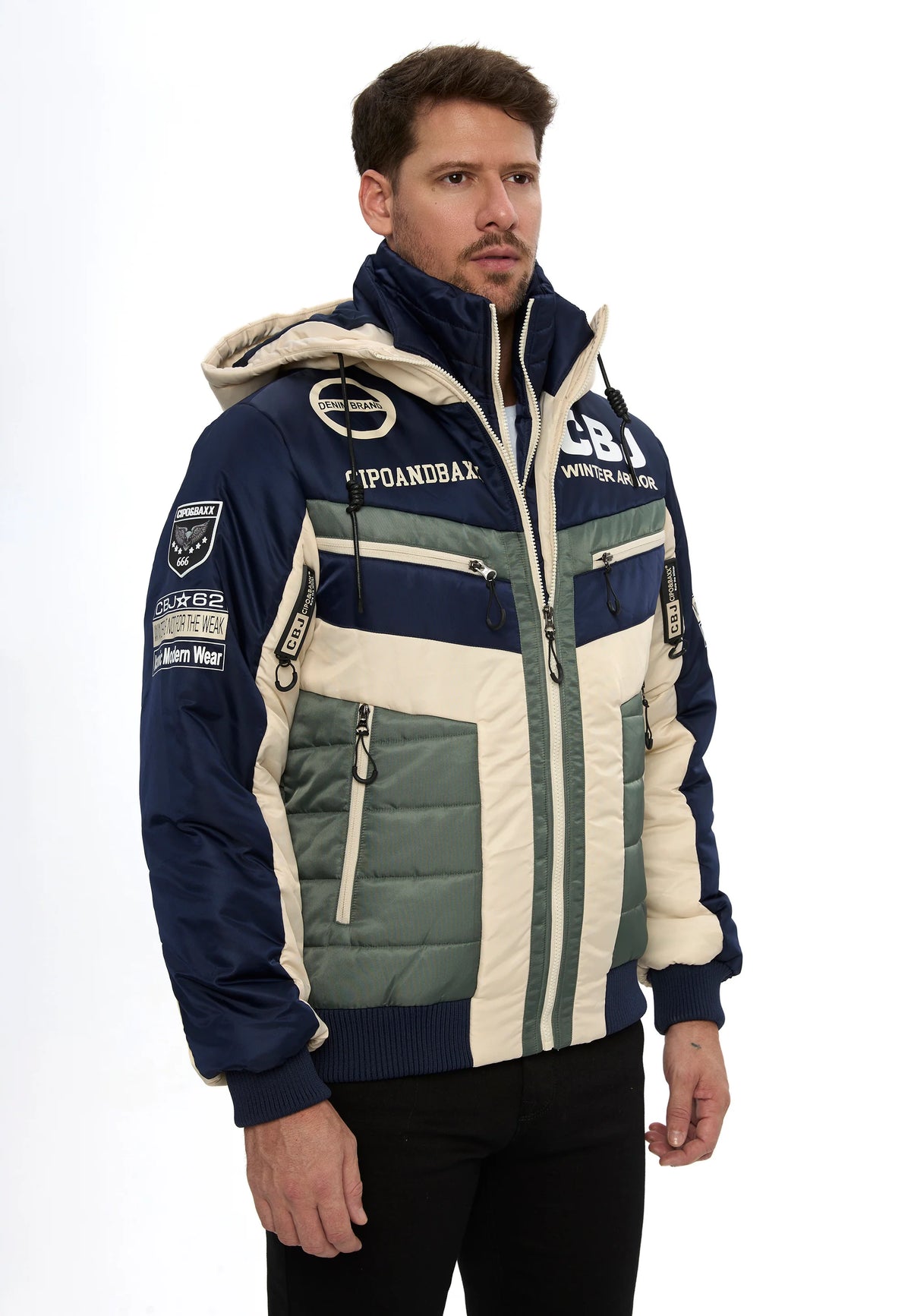 Cipo & Baxx AVIVUS Herren Bomberjacke Kapuze khaki CM234
