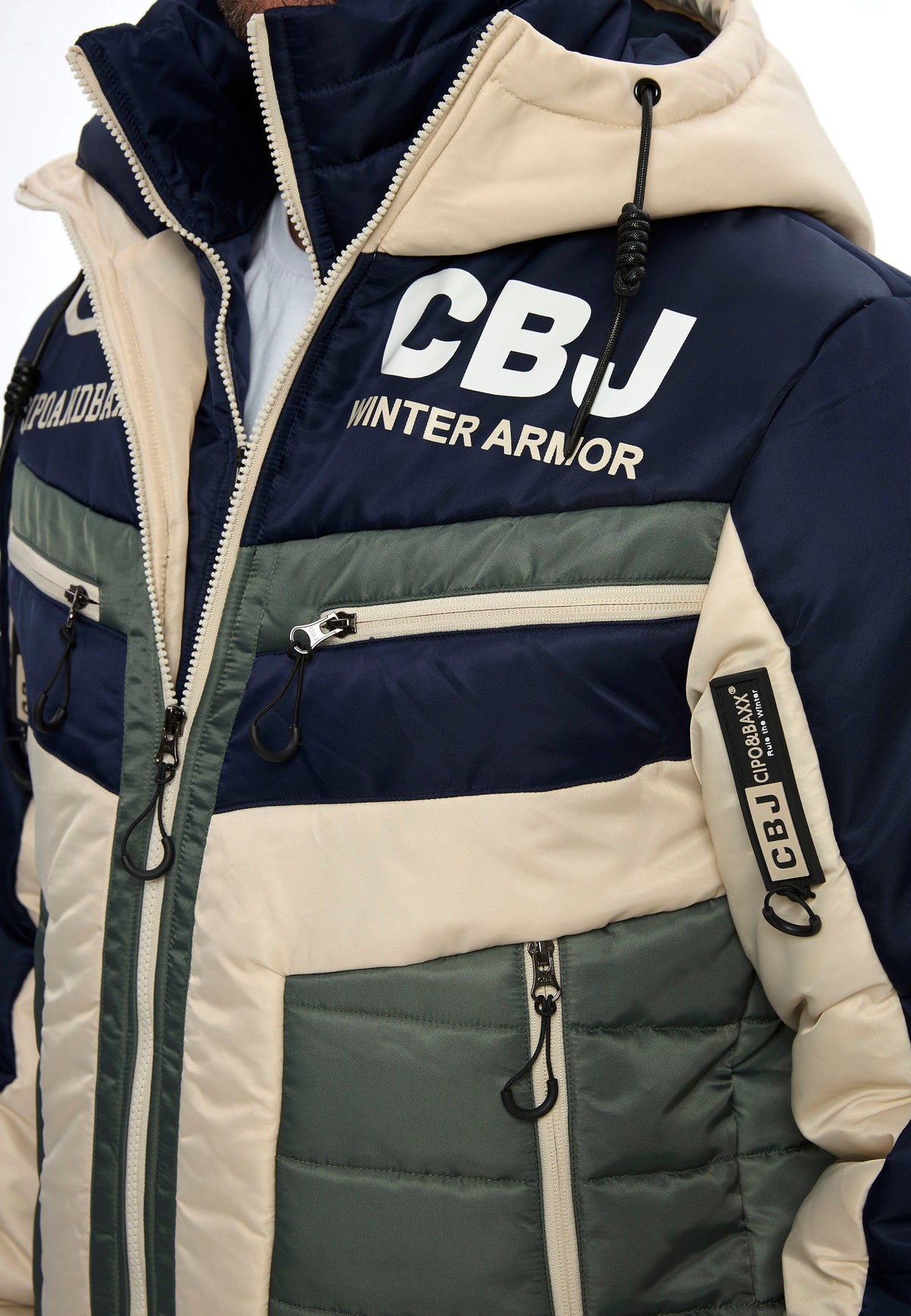 Cipo & Baxx AVIVUS Herren Bomberjacke Kapuze khaki CM234