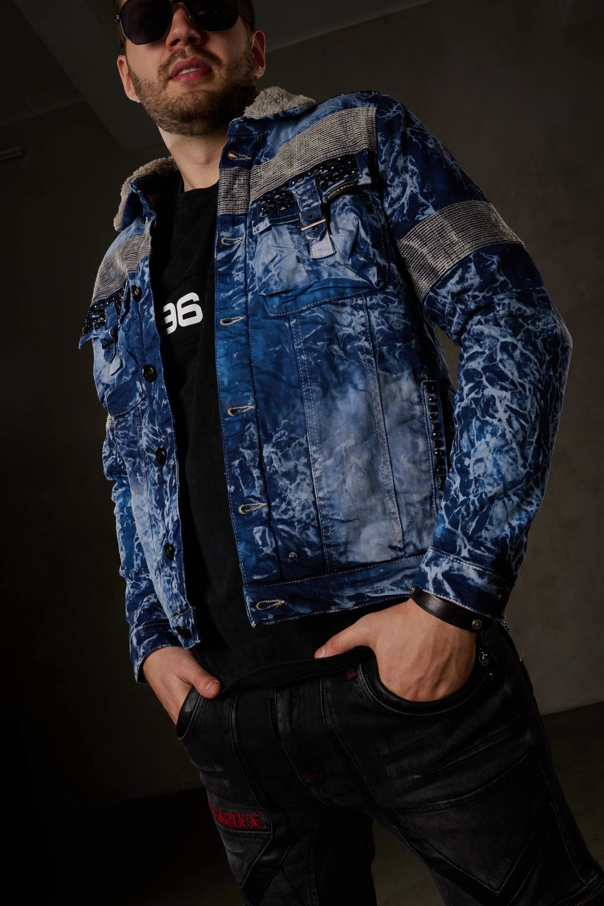 Cipo & Baxx Men's Denim Jacket EVERETT CJ245 blue