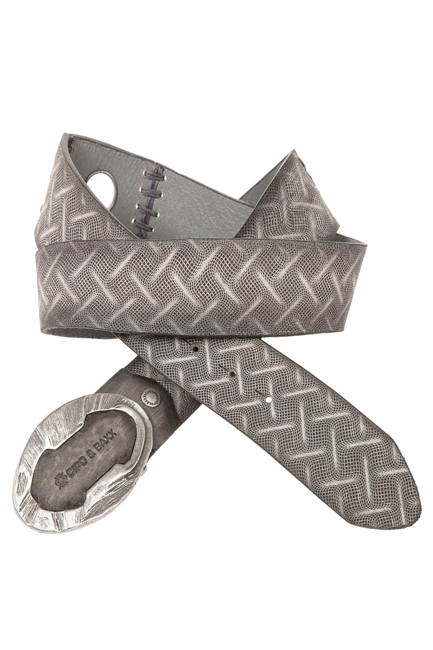 Cipo & Baxx Herren Leder Gürtel CG157 grau