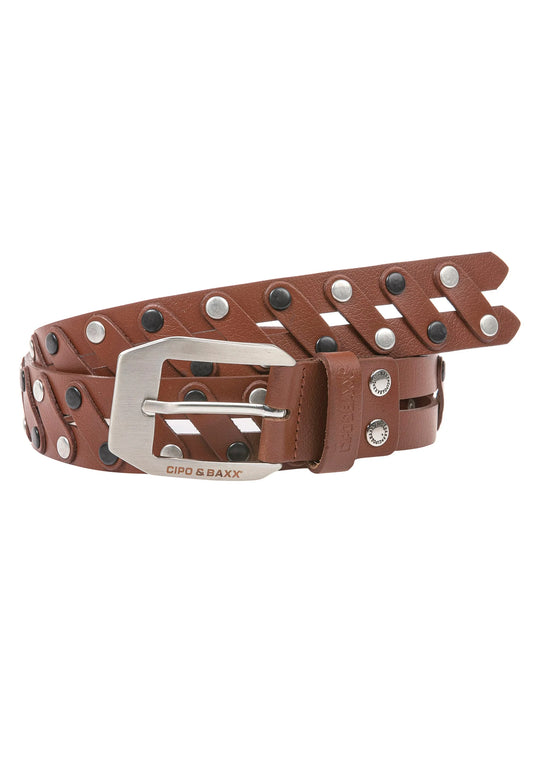 Cipo & Baxx Herren Leder Gürtel CG172 braun