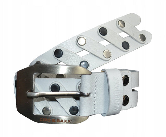 Cipo & Baxx Herren Leder Gürtel CG172 weiss