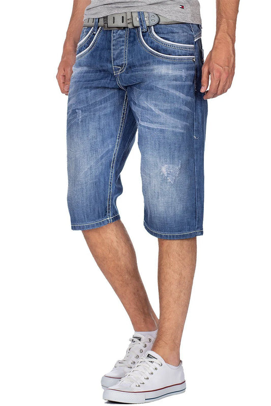 Cipo & Baxx RIA Herren Kurze Jeans Denim Blau CK114