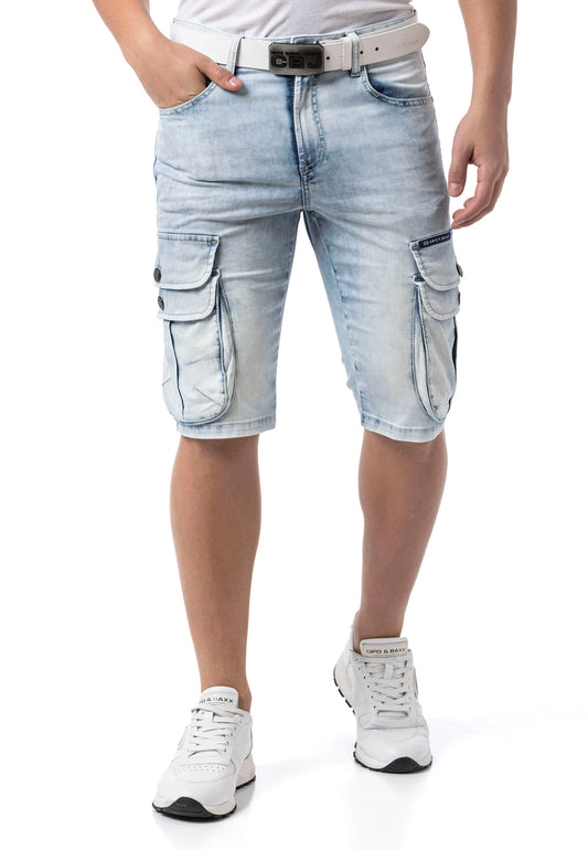 Cipo & Baxx QUAD Herren Kurze Jeans Denim Blau CK306
