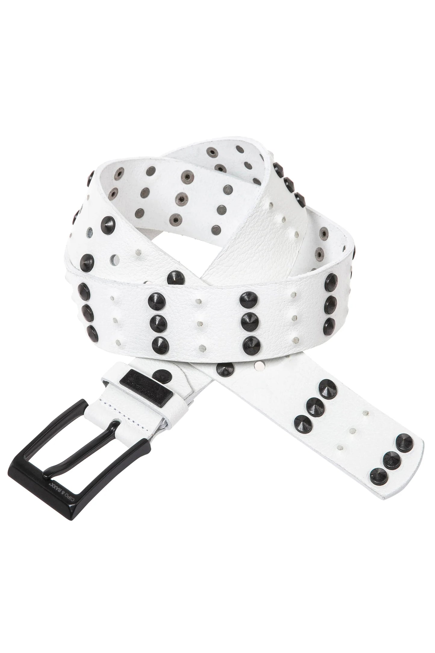 Cipo & Baxx Herren Leder Gürtel Nieten CG122 weiss