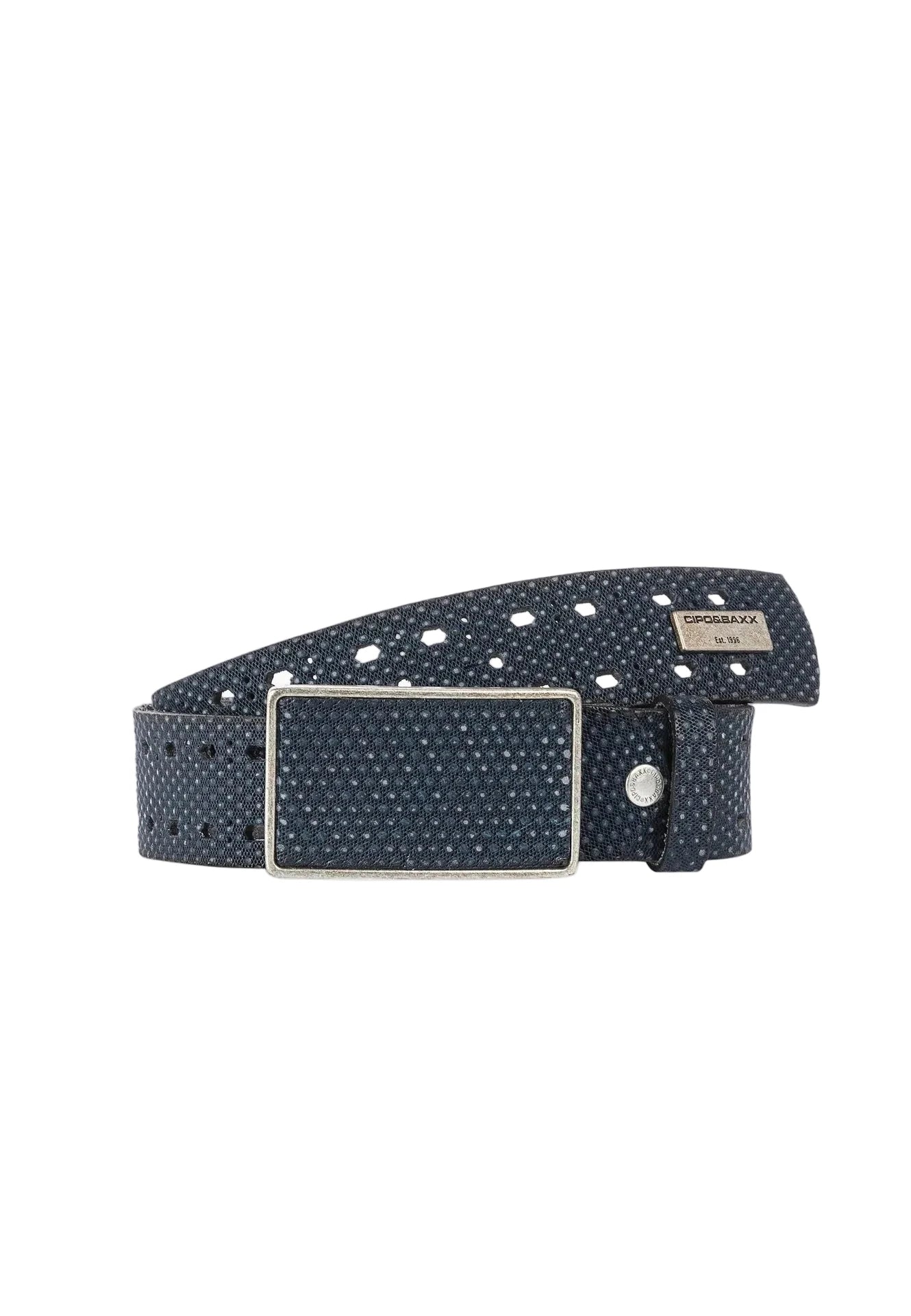 Cipo & Baxx Herren Leder Nietengürtel CG174 Marineblau