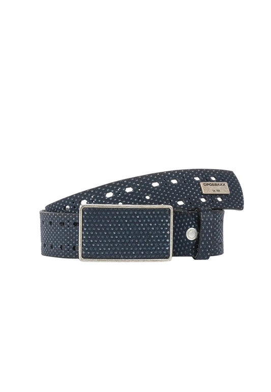 Cipo & Baxx Herren Leder Nietengürtel CG174 Marineblau