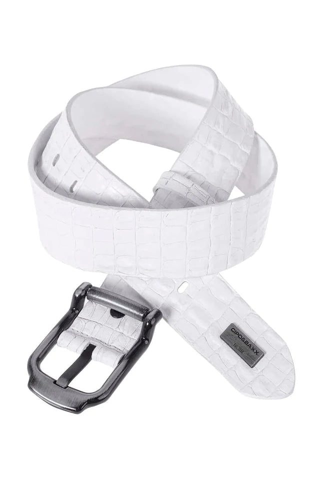 Cipo & Baxx Herren Leder Gürtel CG176 Weiss - Persvision